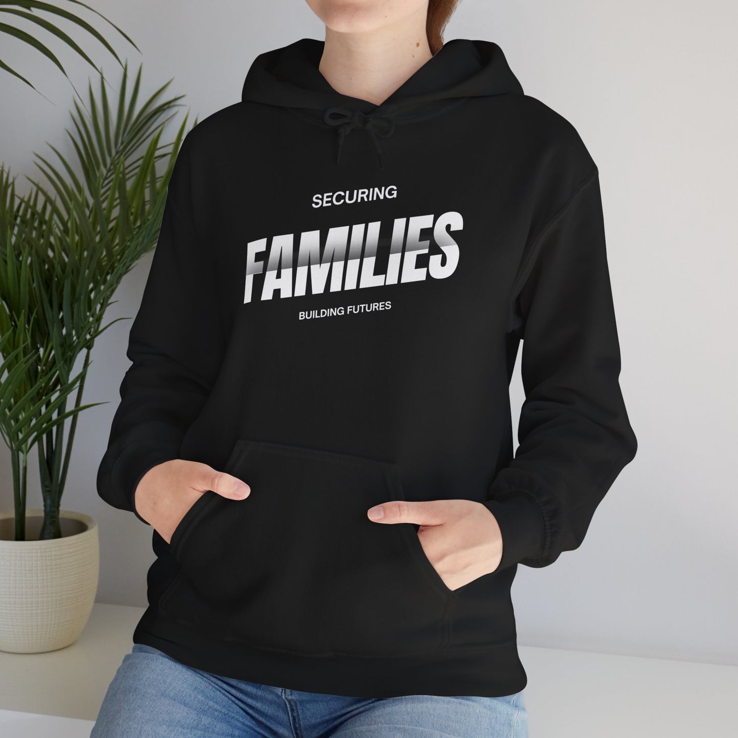 Securing Families Hoodie — Bold 'FAMILIES' Graphic Hooded Sweatshirt