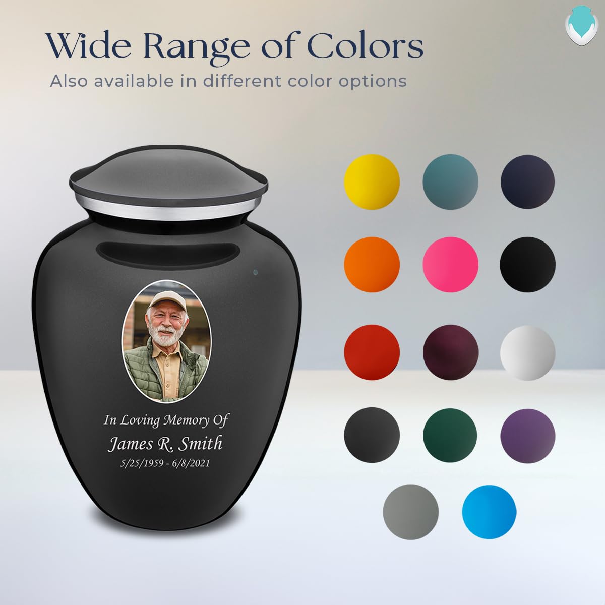 Geturns Embrace Adult Personalized Picture Cremation Urns for Human Ashes I Large Photo Black Funeral Urn for Men and Women I 200 lbs