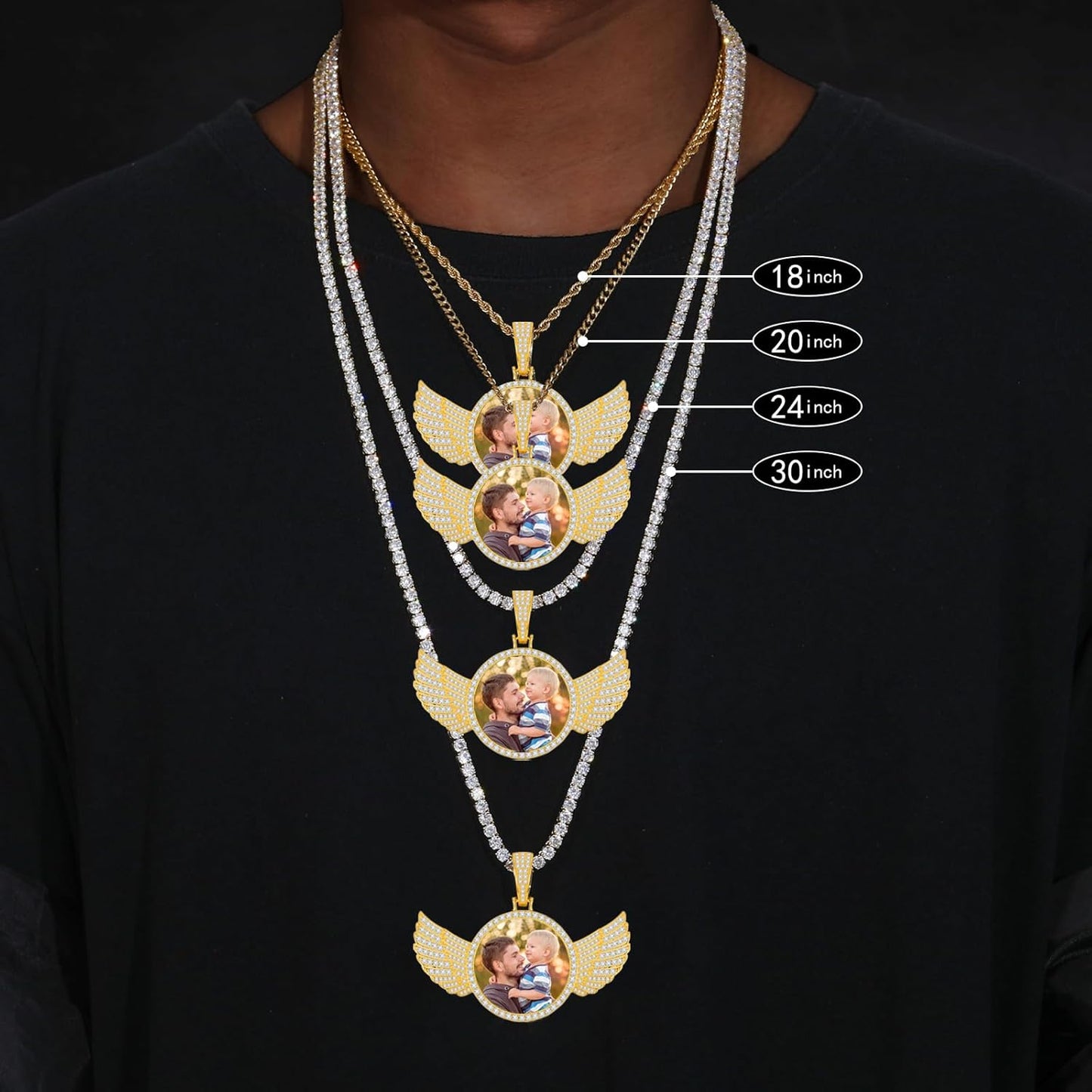 YIMERAIRE Picture Chain Pendant 18K Gold Plated Hip Hop Pendant Necklace
