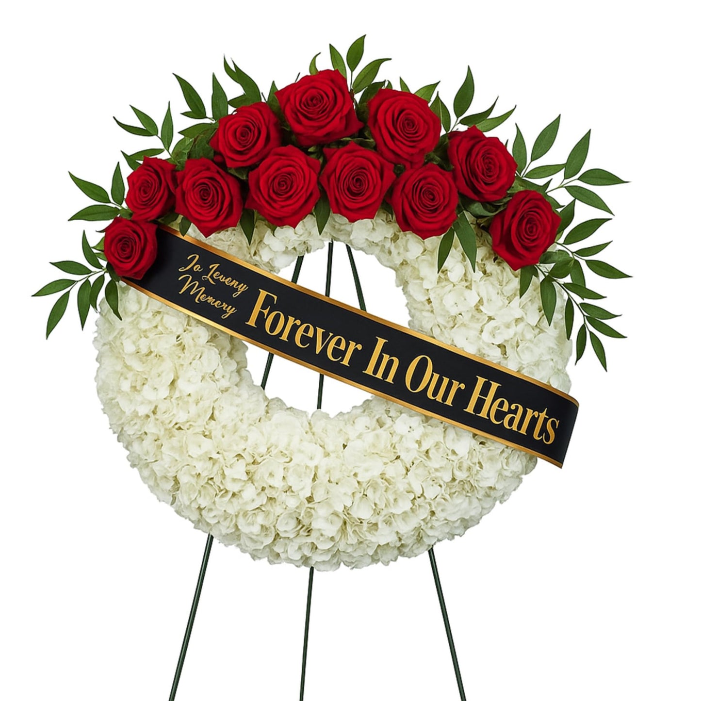 Funeral Sash Memorial Wreath Sash Funeral Ribbon Celebration of Life Ribbon for Casket or Wreath Flowers Memorial Service Honor The Loved Ones Memory 58x4''(White,Forever in Our Hearts)