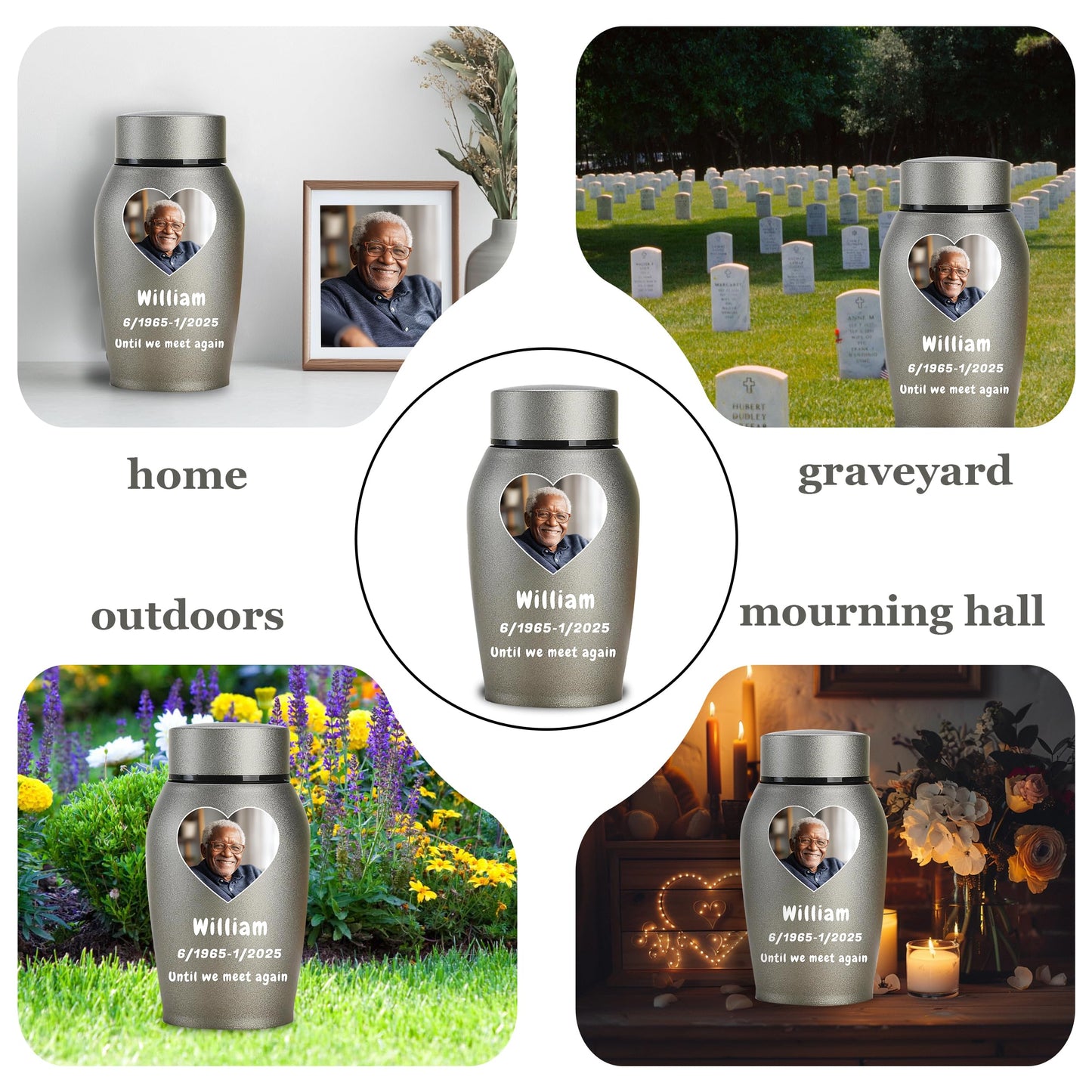 Personalized Cremation Urns for Human Ashes, Custom Name Photo Urns for Human Ashes Adult Female Male, Stainless Steel Keepsake Human Urns for Ashes Decorative Urn Ashes