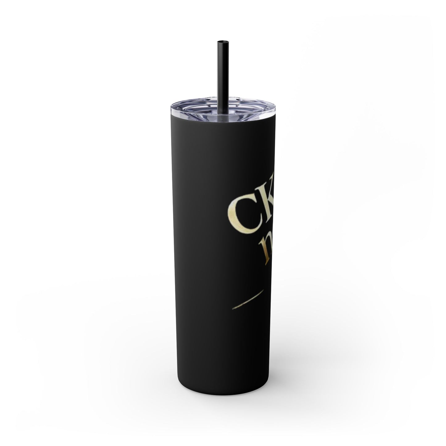 Personalized Black Skinny Tumbler with Straw - 20oz - Perfect for Coffee Lovers & On-the-Go Hydration