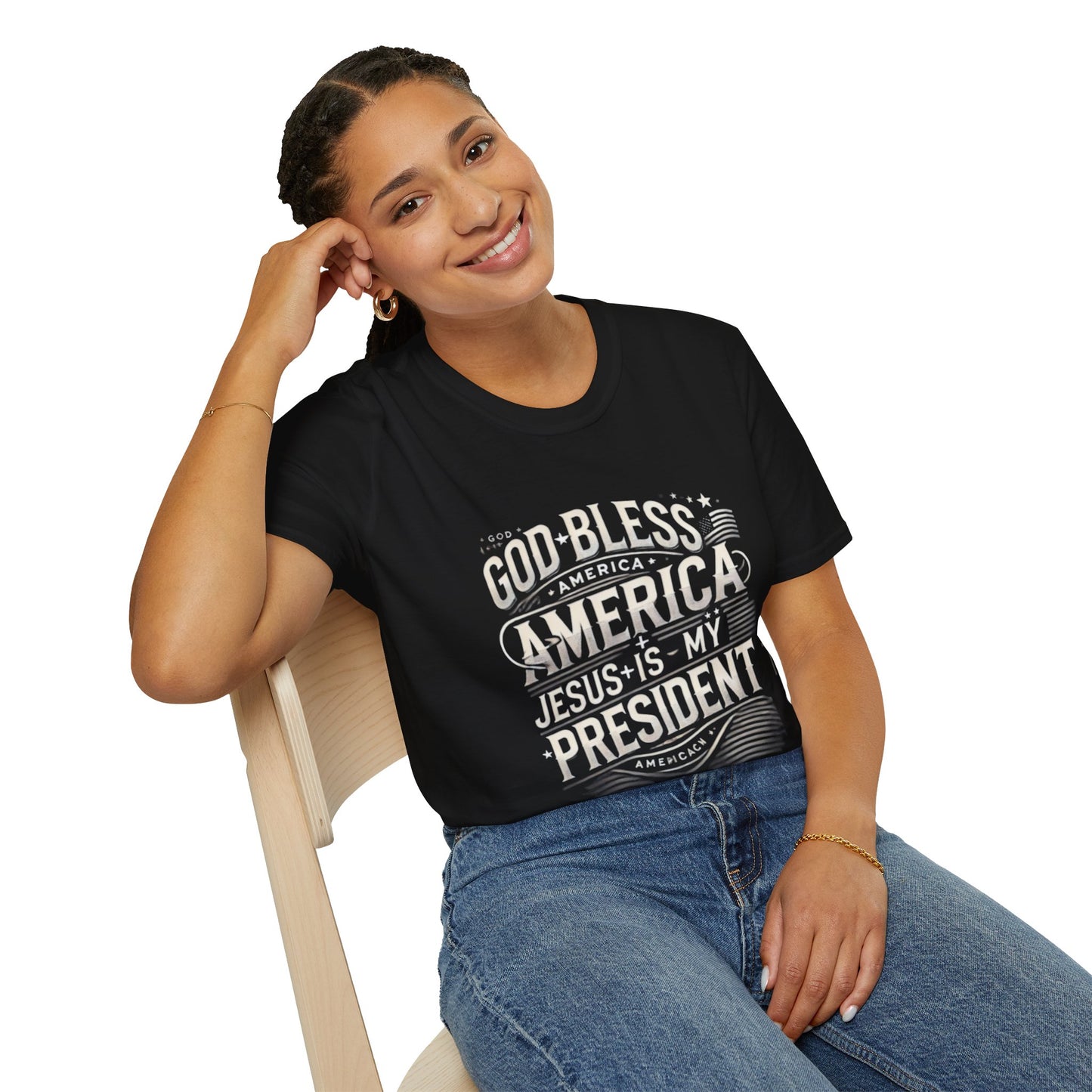 God Bless America Unisex Softstyle T-Shirt - Jesus is My President