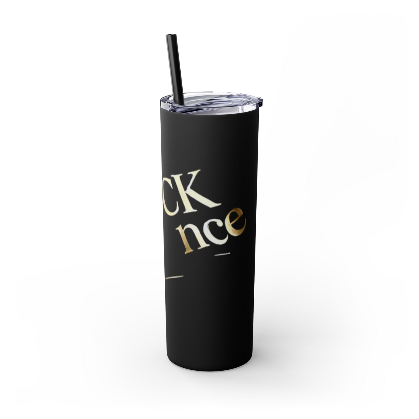 Personalized Black Skinny Tumbler with Straw - 20oz - Perfect for Coffee Lovers & On-the-Go Hydration