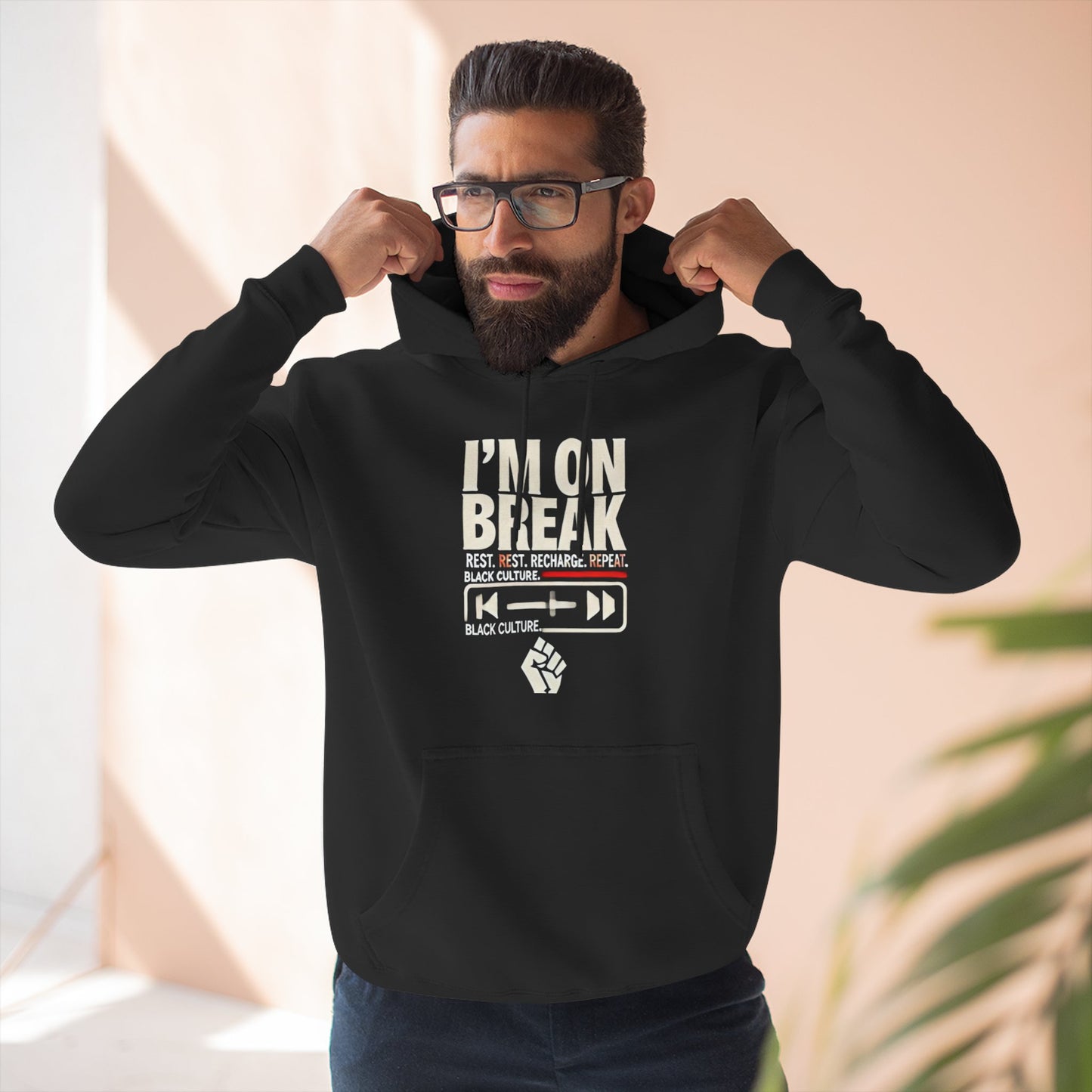 I'm On Break Fleece Hoodie - Relax, Recharge, Refresh - Cozy Sweatshirt for Self-Care Days