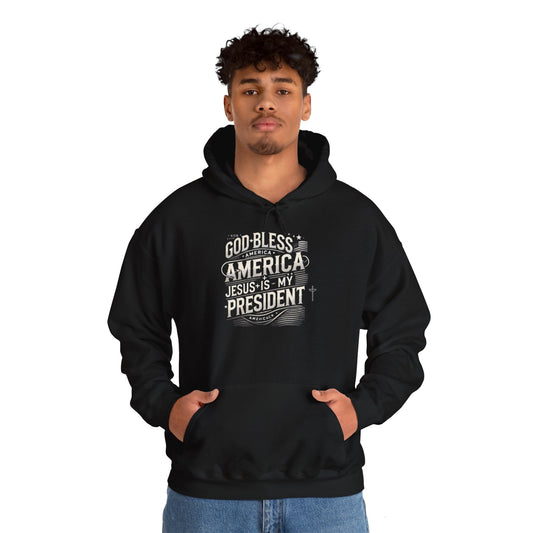 God Bless America Hoodie - Unisex Heavy Blend Sweatshirt with Christian Message