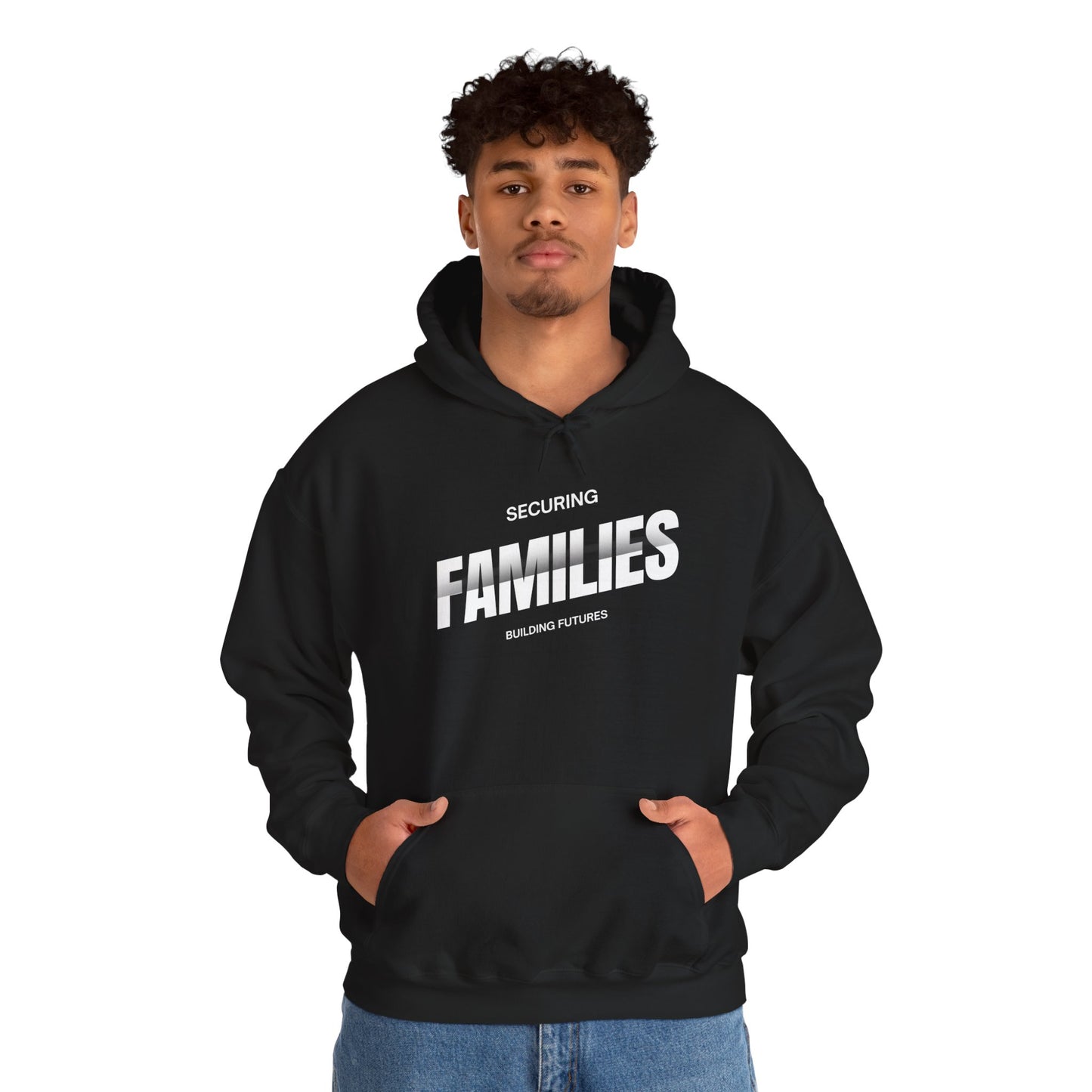 Securing Families Hoodie — Bold 'FAMILIES' Graphic Hooded Sweatshirt