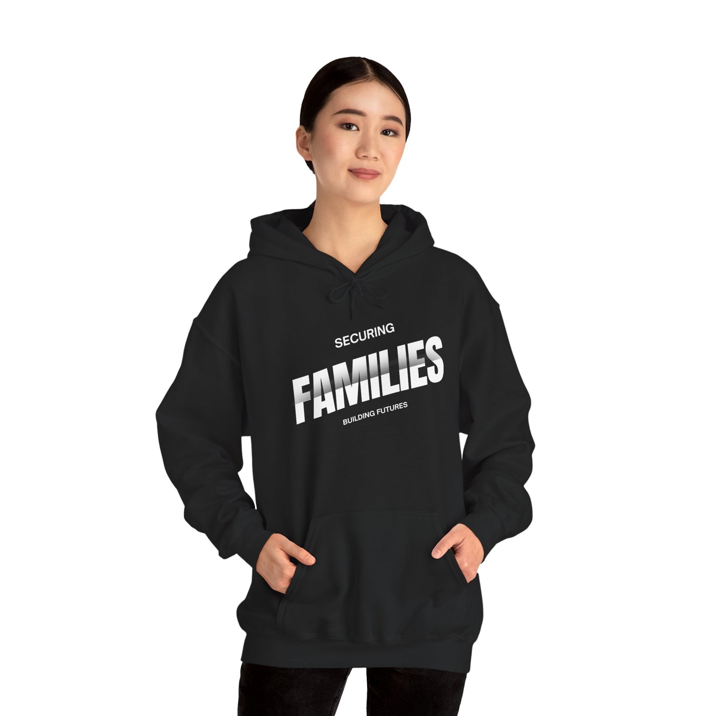 Securing Families Hoodie — Bold 'FAMILIES' Graphic Hooded Sweatshirt
