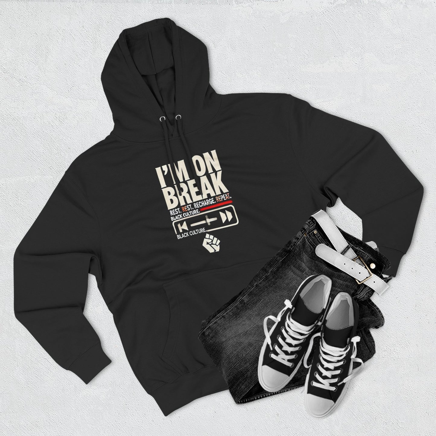 I'm On Break Fleece Hoodie - Relax, Recharge, Refresh - Cozy Sweatshirt for Self-Care Days