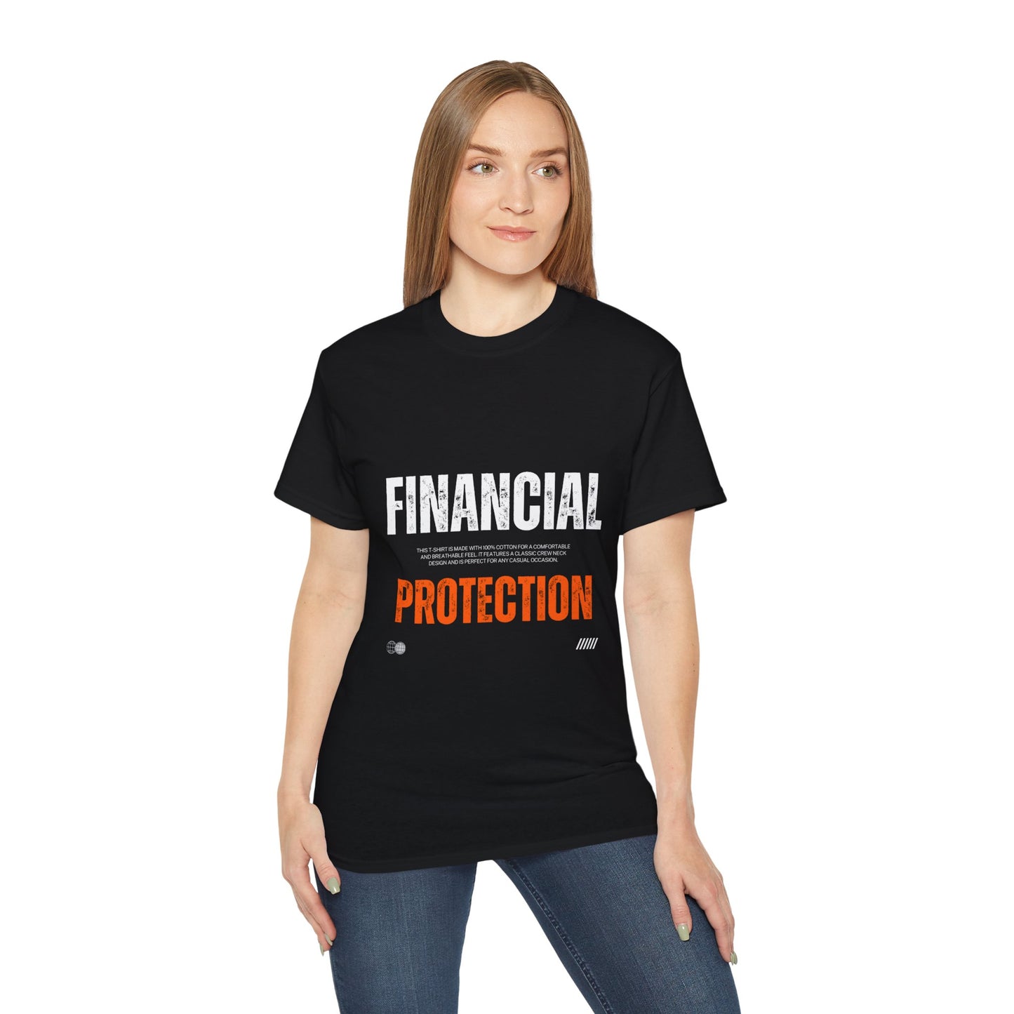 Financial Protection T-Shirt — Bold Text Graphic Tee for Insurance & Finance Professionals
