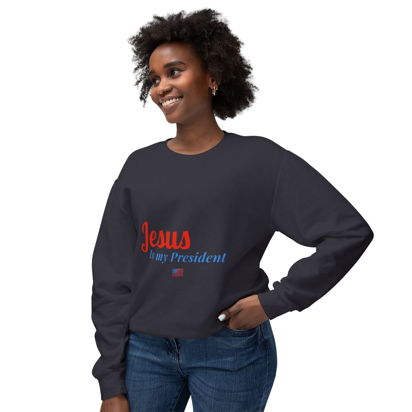 Unisex Lightweight Crewneck Sweatshirt - Jesus Is My President