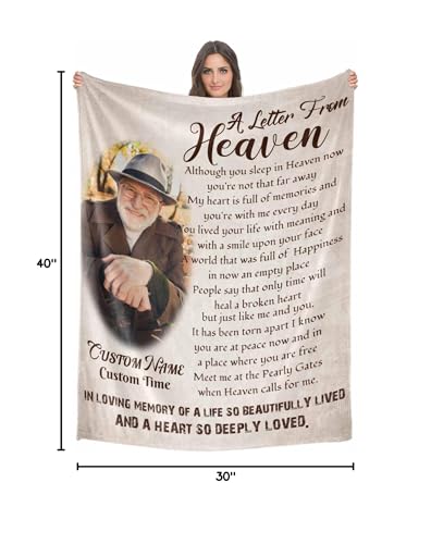 Custom Memorial Blanket with Photos for Loss of Loved One, Loving Memory Personalized Sympathy Blanket for Loss of Dad Mom Husband Wife Friend in Memory of Loved One Gifts, Made in USA