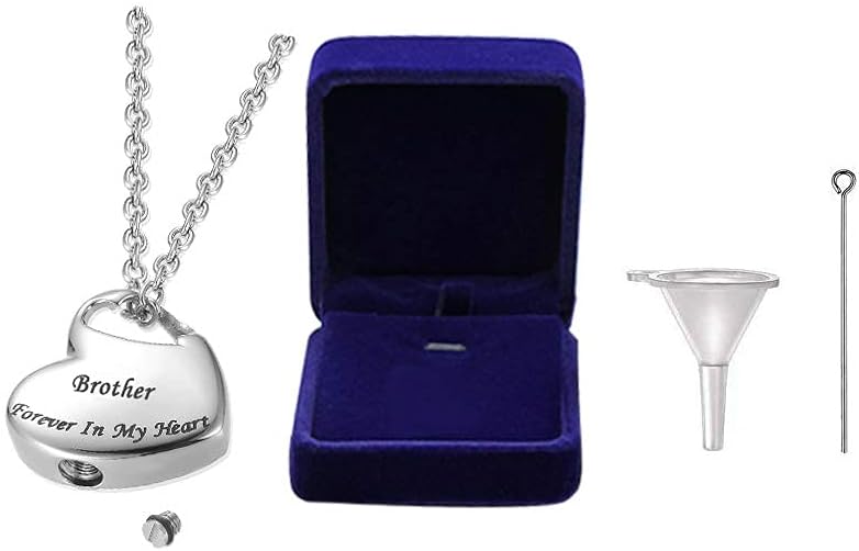 Cremation Urn Necklace for Ashes Urn Jewelry,Forever in My Heart Carved Stainless Steel Keepsake Waterproof Memorial Pendant for mom & dad with Filling Kit…