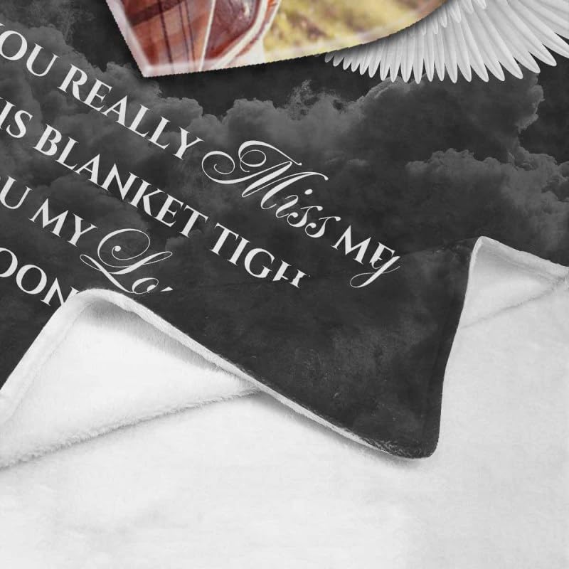 Custom Memorial Blanket with Photos for Loss of Loved One, Loving Memory Personalized Sympathy Blanket for Loss of Dad Mom Husband Wife Friend in Memory of Loved One Gifts, Made in USA