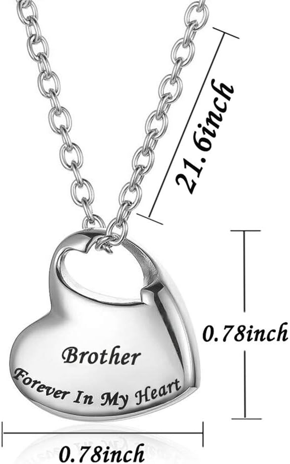 Cremation Urn Necklace for Ashes Urn Jewelry,Forever in My Heart Carved Stainless Steel Keepsake Waterproof Memorial Pendant for mom & dad with Filling Kit…