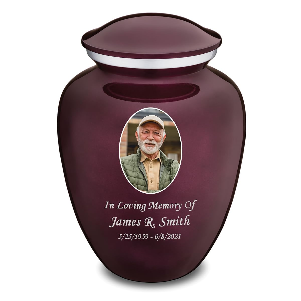 Geturns Embrace Adult Personalized Picture Cremation Urns for Human Ashes I Large Photo Black Funeral Urn for Men and Women I 200 lbs