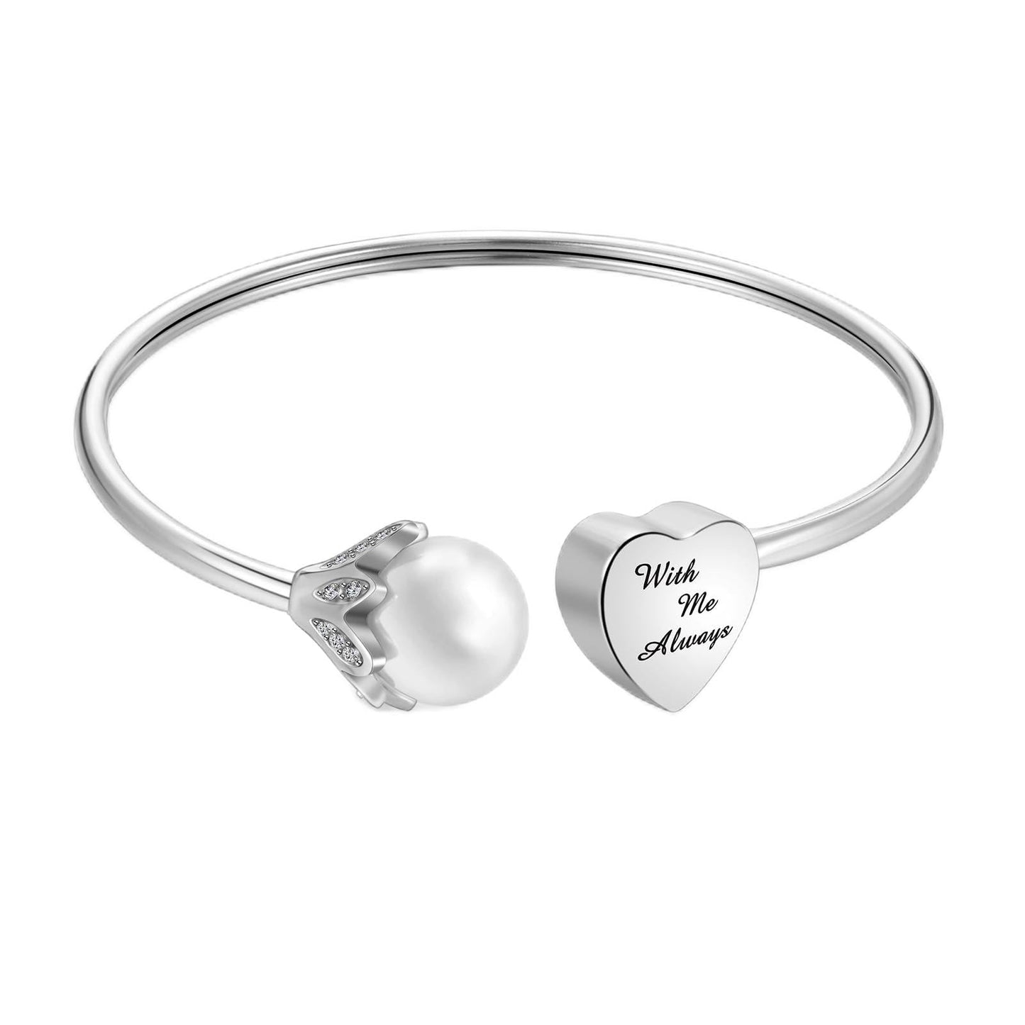 XIUDA Urn Bracelet for Human Ashes Butterfly Heart Ash Bracelet for Women Stainless Steel Openable Cuff Bangle Cremation Bracelet - Always in My Heart