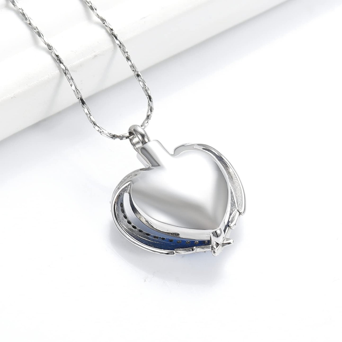 Imrsanl Cremation Jewelry for Ashes Pendant - Crystal Heart Urn Necklace with Mini Keepsake Urn Memorial Ash Jewelry