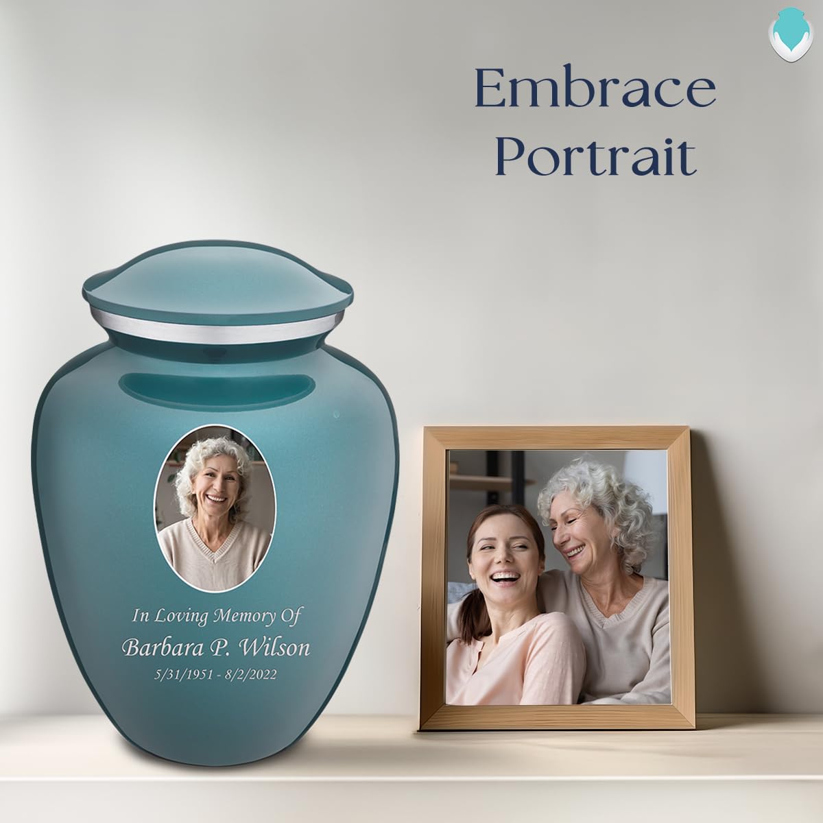 Geturns Embrace Adult Personalized Picture Cremation Urns for Human Ashes I Large Photo Black Funeral Urn for Men and Women I 200 lbs