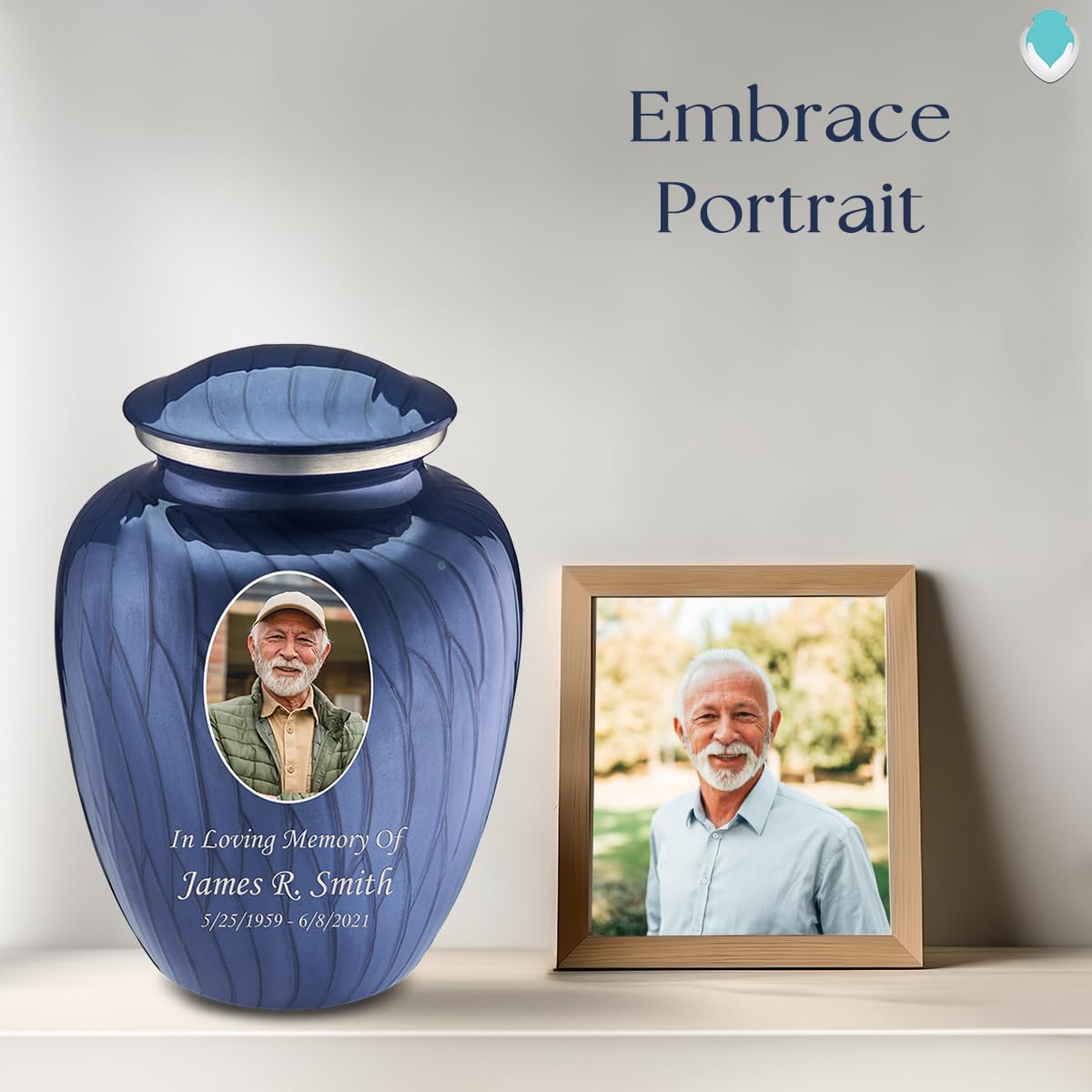 Geturns Embrace Adult Personalized Picture Cremation Urns for Human Ashes I Large Photo Black Funeral Urn for Men and Women I 200 lbs
