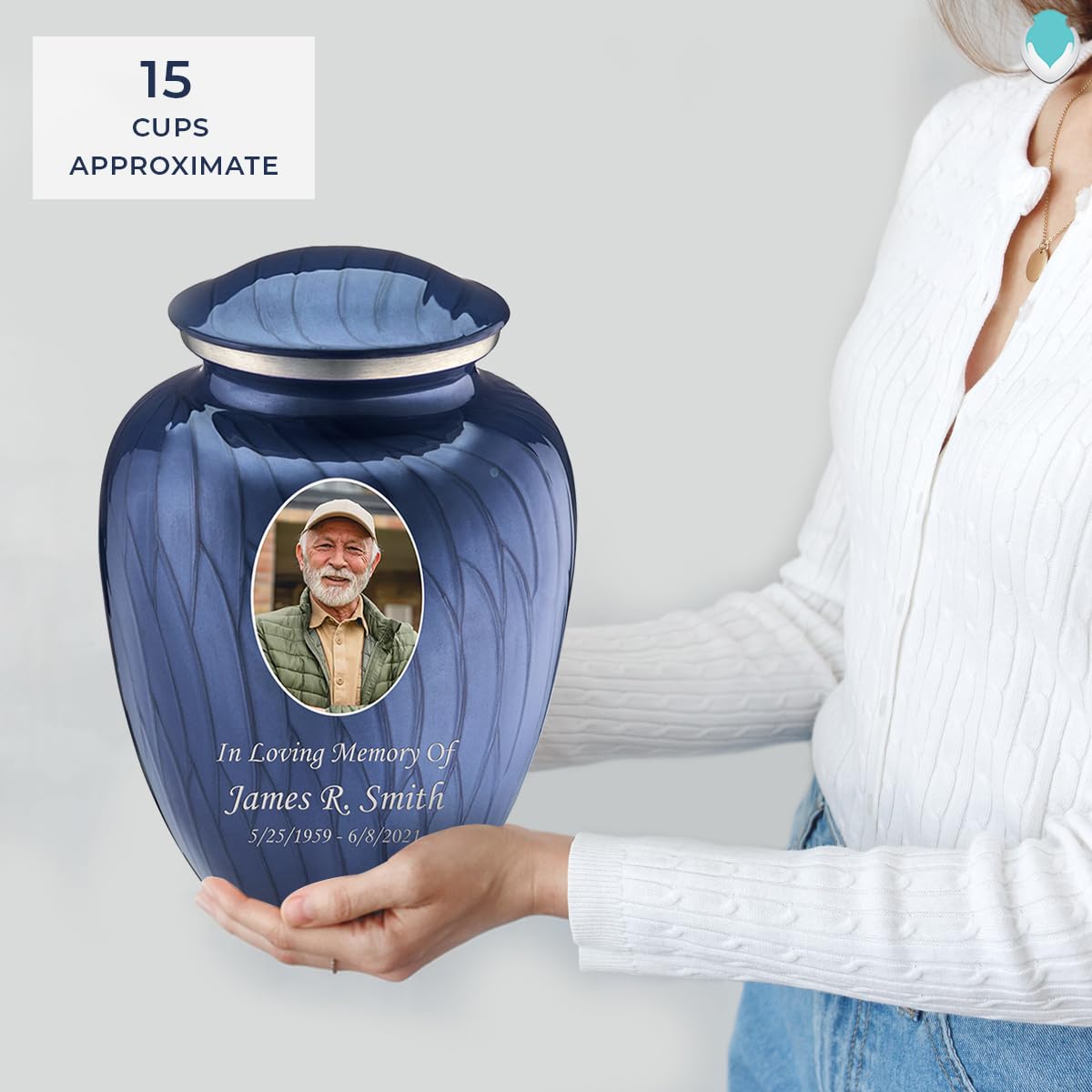 Geturns Embrace Adult Personalized Picture Cremation Urns for Human Ashes I Large Photo Black Funeral Urn for Men and Women I 200 lbs
