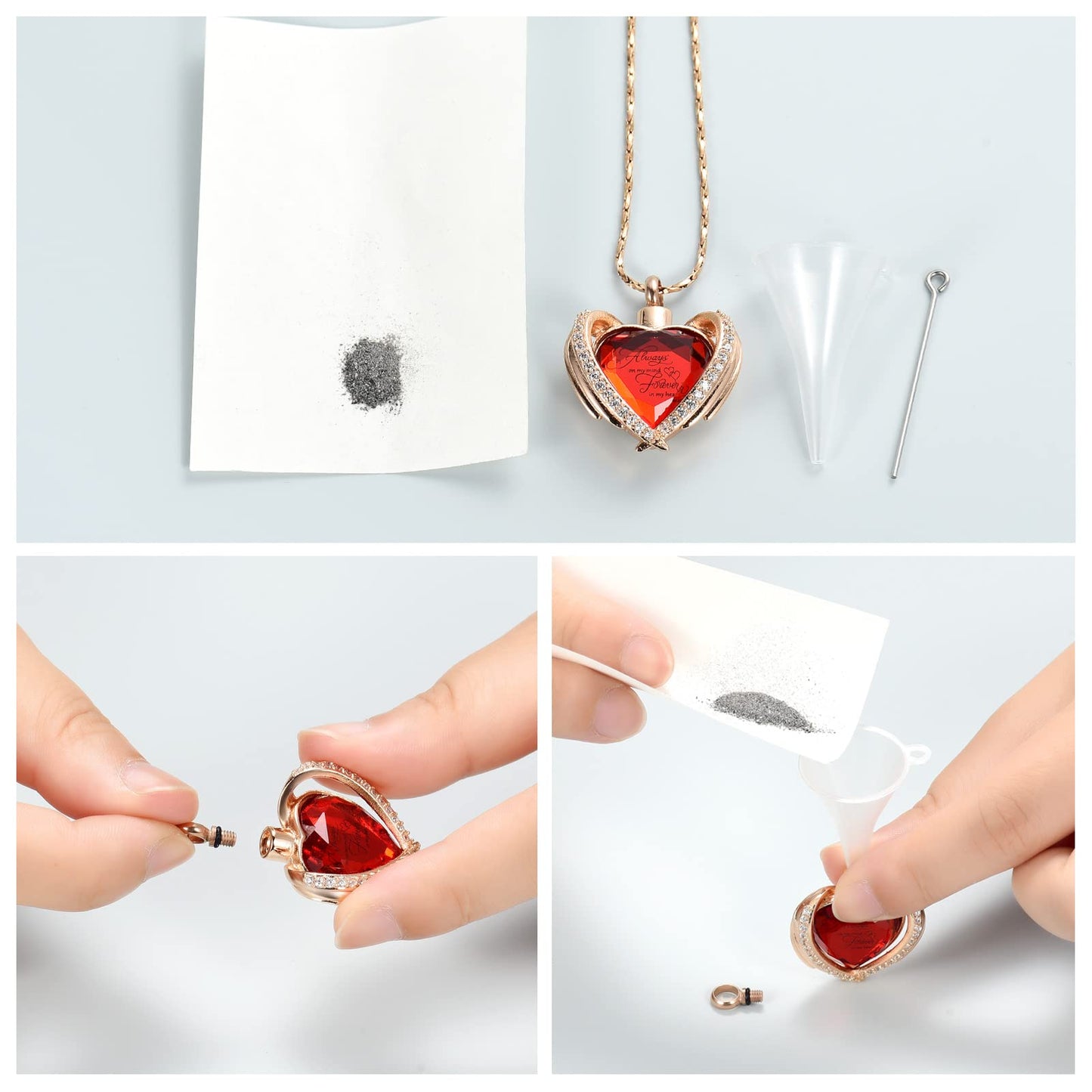 Imrsanl Cremation Jewelry for Ashes Pendant - Crystal Heart Urn Necklace with Mini Keepsake Urn Memorial Ash Jewelry