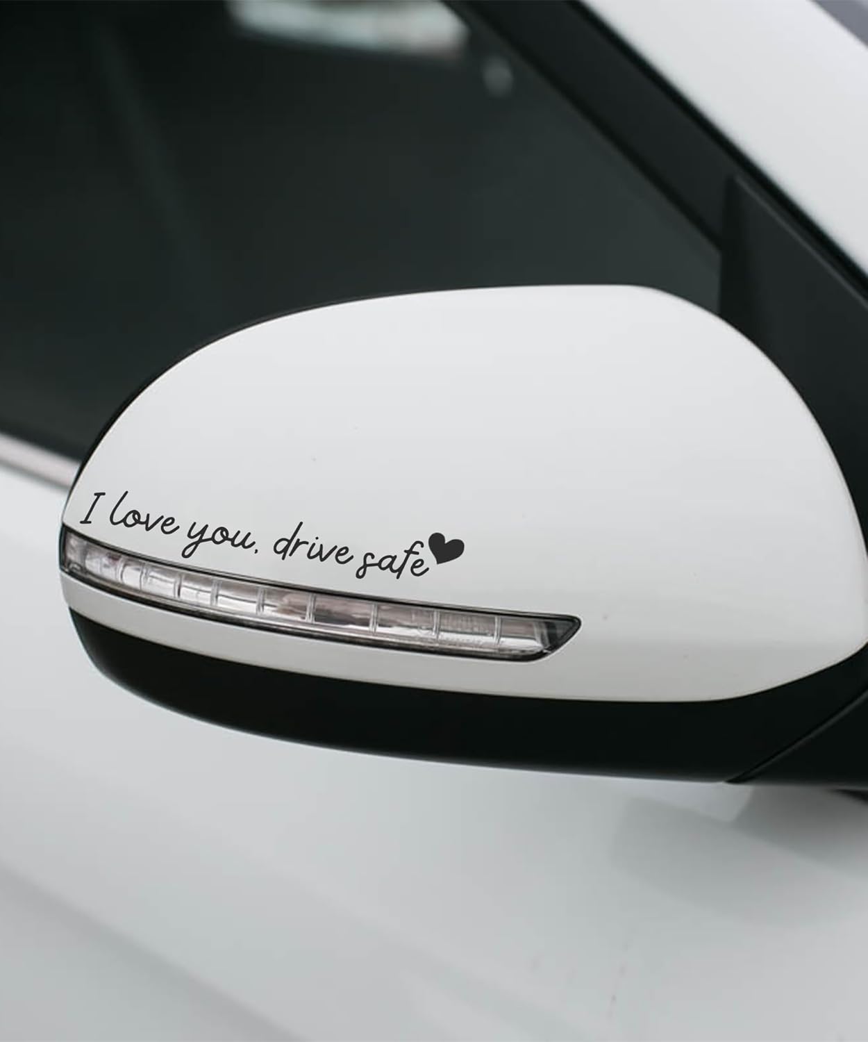 4PCS Car Stickers,Car Decals,Car Accessories Vinyl Rearview Mirror Decal Decor,Auto Stickers and Decals,Self Affirmations Decal,Cute Auto Decals for Women (Black, I Love You Drive Safe)