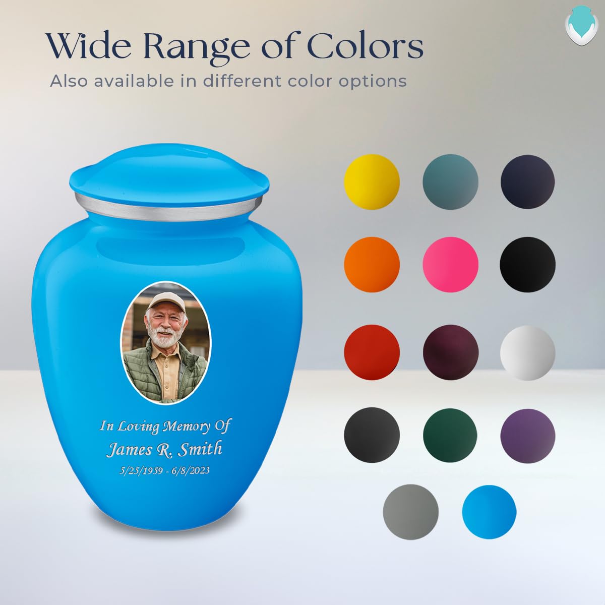 Geturns Embrace Adult Personalized Picture Cremation Urns for Human Ashes I Large Photo Black Funeral Urn for Men and Women I 200 lbs