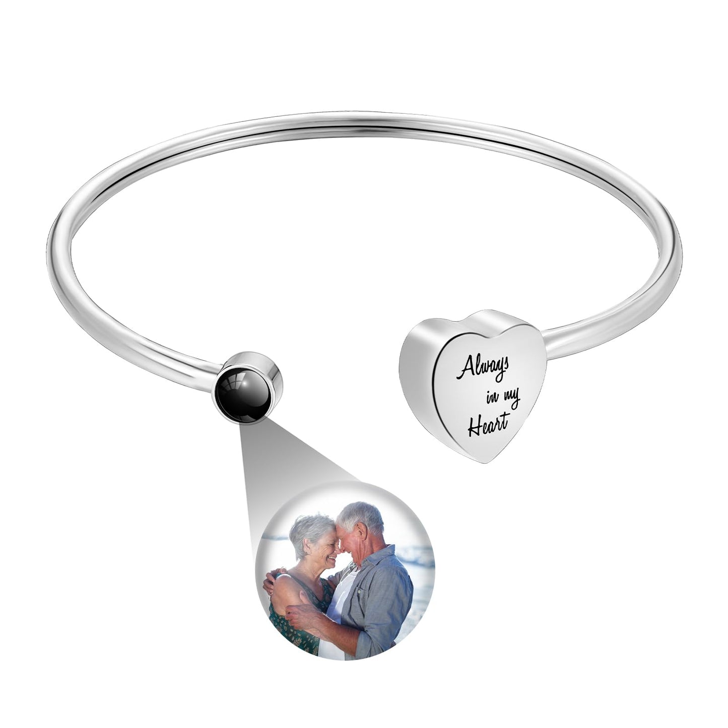 XIUDA Urn Bracelet for Human Ashes Butterfly Heart Ash Bracelet for Women Stainless Steel Openable Cuff Bangle Cremation Bracelet - Always in My Heart