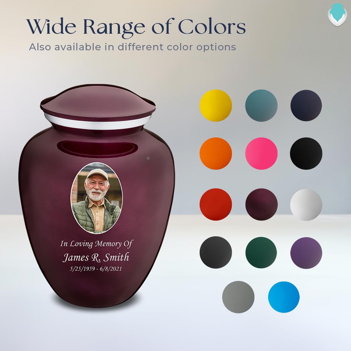 Geturns Embrace Adult Personalized Picture Cremation Urns for Human Ashes I Large Photo Black Funeral Urn for Men and Women I 200 lbs