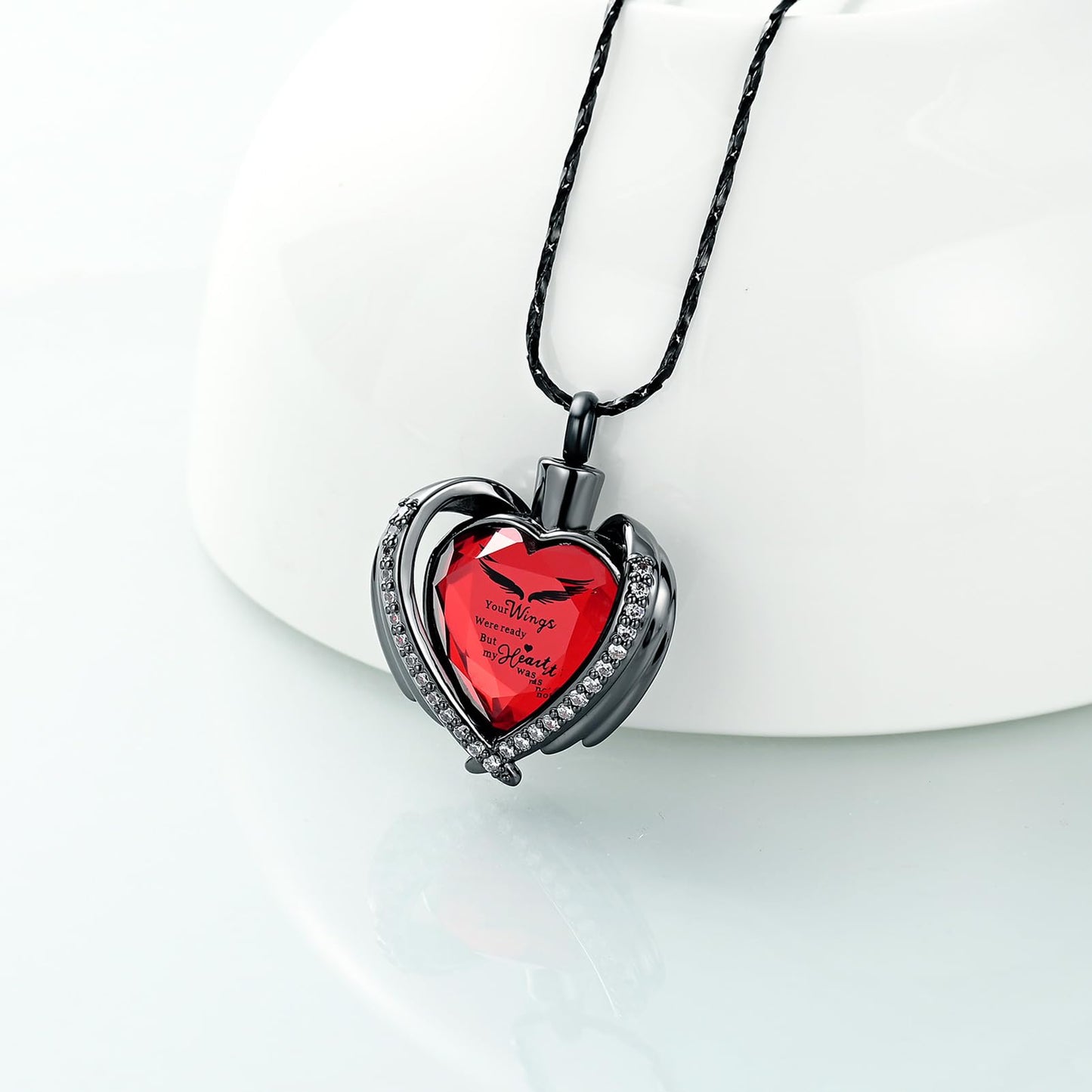 Imrsanl Cremation Jewelry for Ashes Pendant - Crystal Heart Urn Necklace with Mini Keepsake Urn Memorial Ash Jewelry