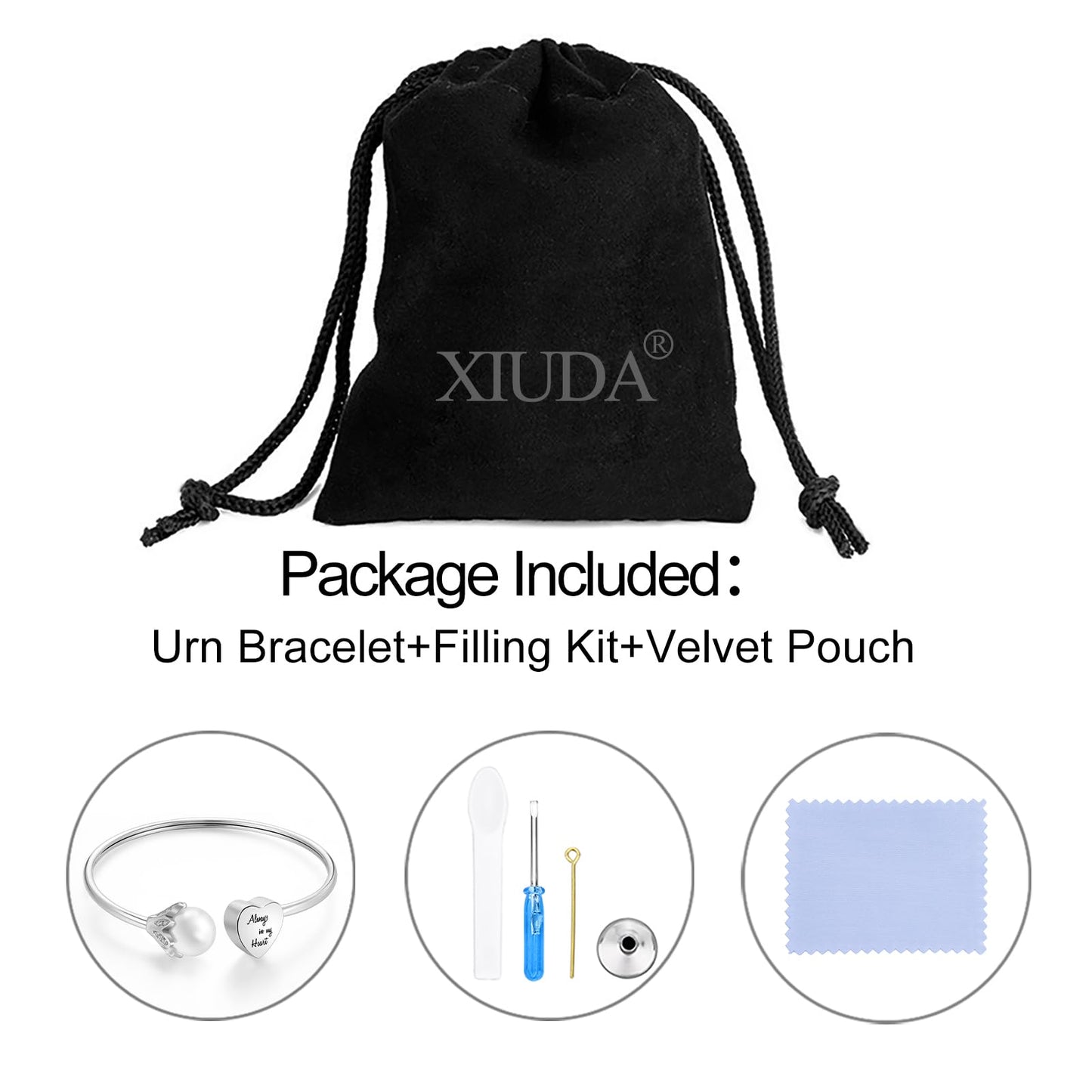 XIUDA Urn Bracelet for Human Ashes Butterfly Heart Ash Bracelet for Women Stainless Steel Openable Cuff Bangle Cremation Bracelet - Always in My Heart
