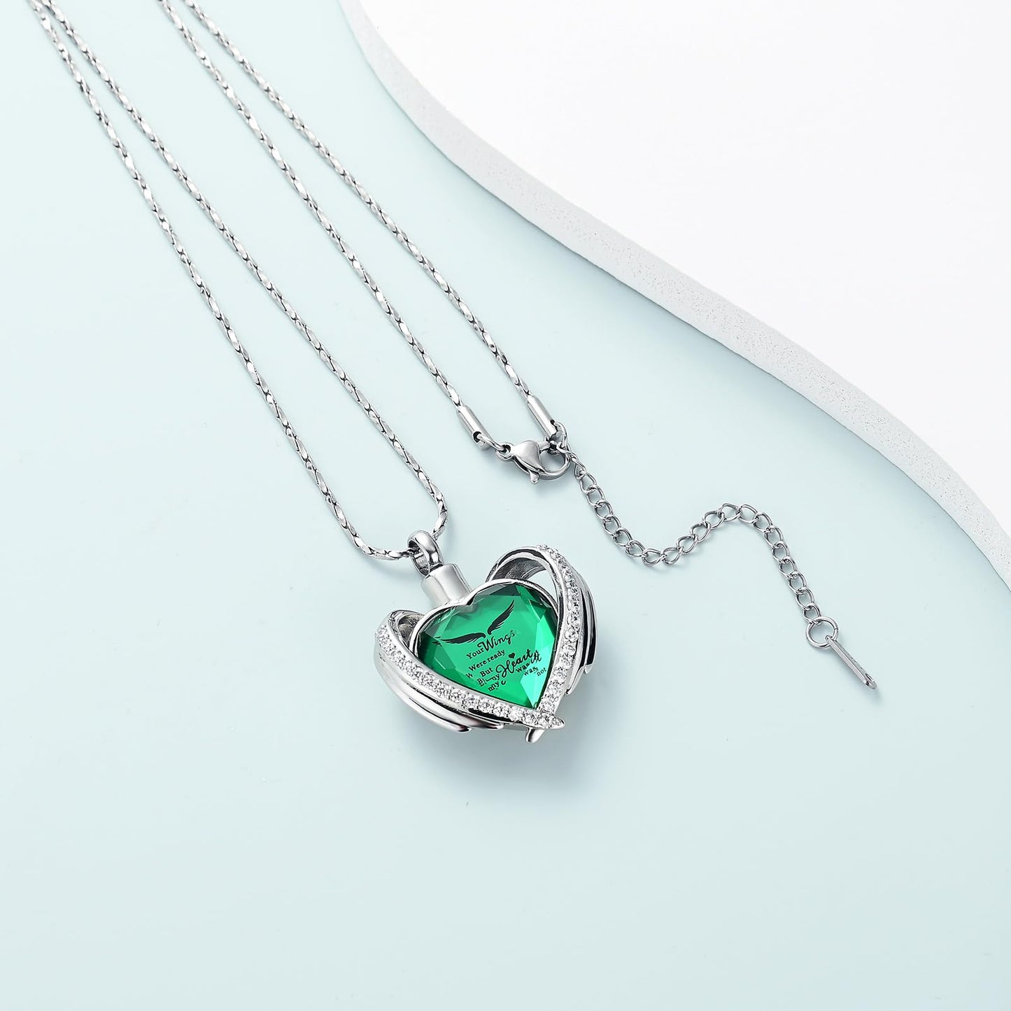 Imrsanl Cremation Jewelry for Ashes Pendant - Crystal Heart Urn Necklace with Mini Keepsake Urn Memorial Ash Jewelry