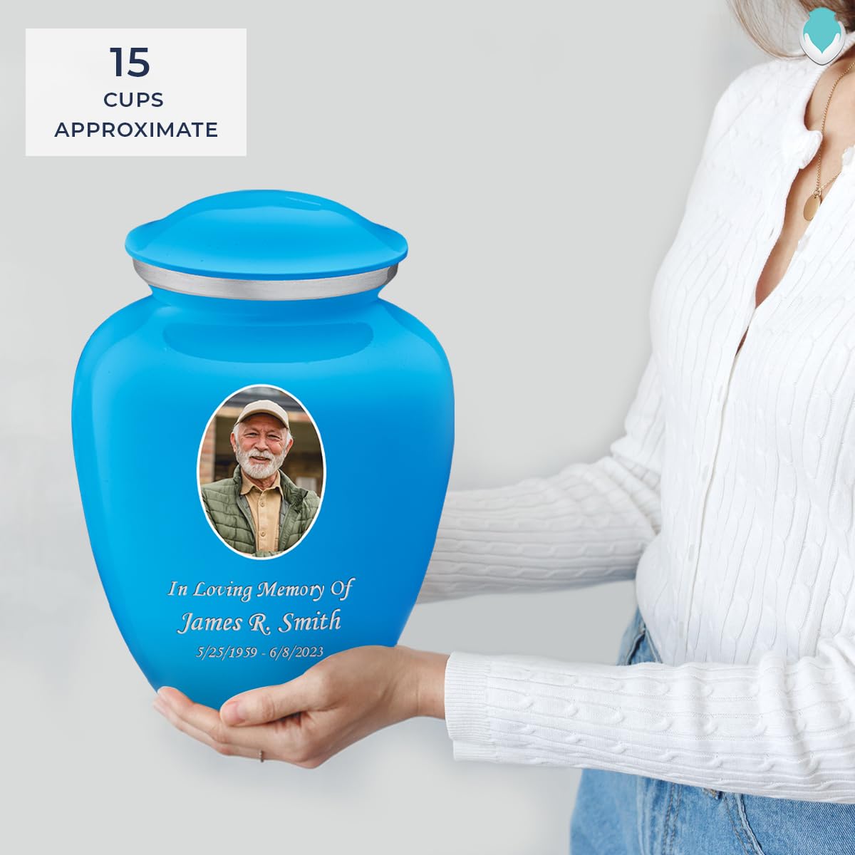 Geturns Embrace Adult Personalized Picture Cremation Urns for Human Ashes I Large Photo Black Funeral Urn for Men and Women I 200 lbs