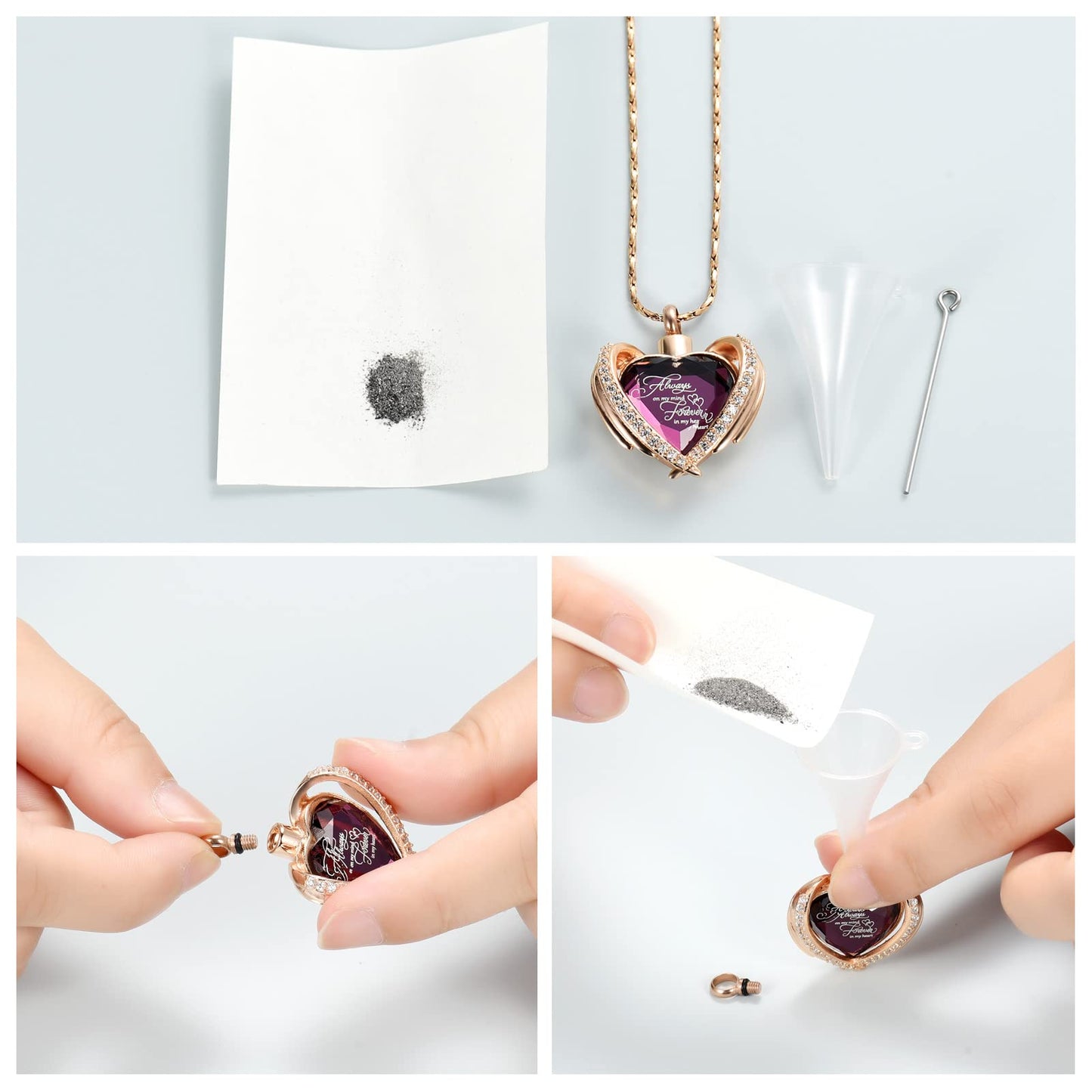 Imrsanl Cremation Jewelry for Ashes Pendant - Crystal Heart Urn Necklace with Mini Keepsake Urn Memorial Ash Jewelry