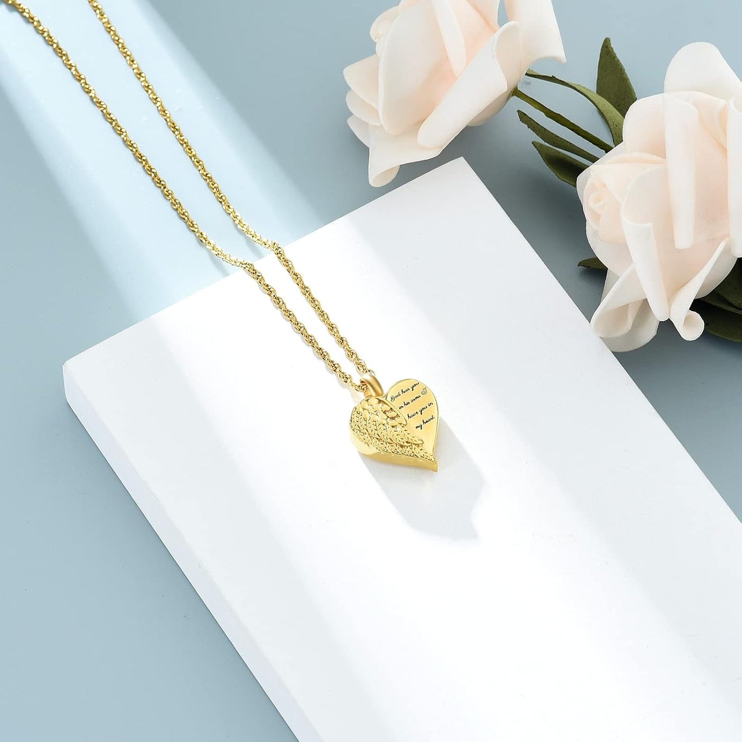 shajwo Cremation Heart Urn Necklace Ashes Jewelry for Women Men Keepsake Pendant Memorial Locket Ash Holder
