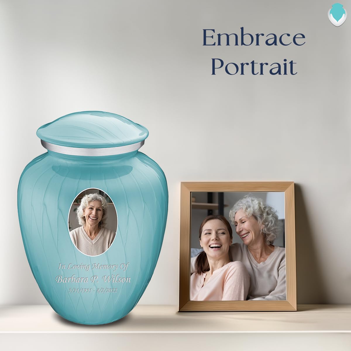 Geturns Embrace Adult Personalized Picture Cremation Urns for Human Ashes I Large Photo Black Funeral Urn for Men and Women I 200 lbs