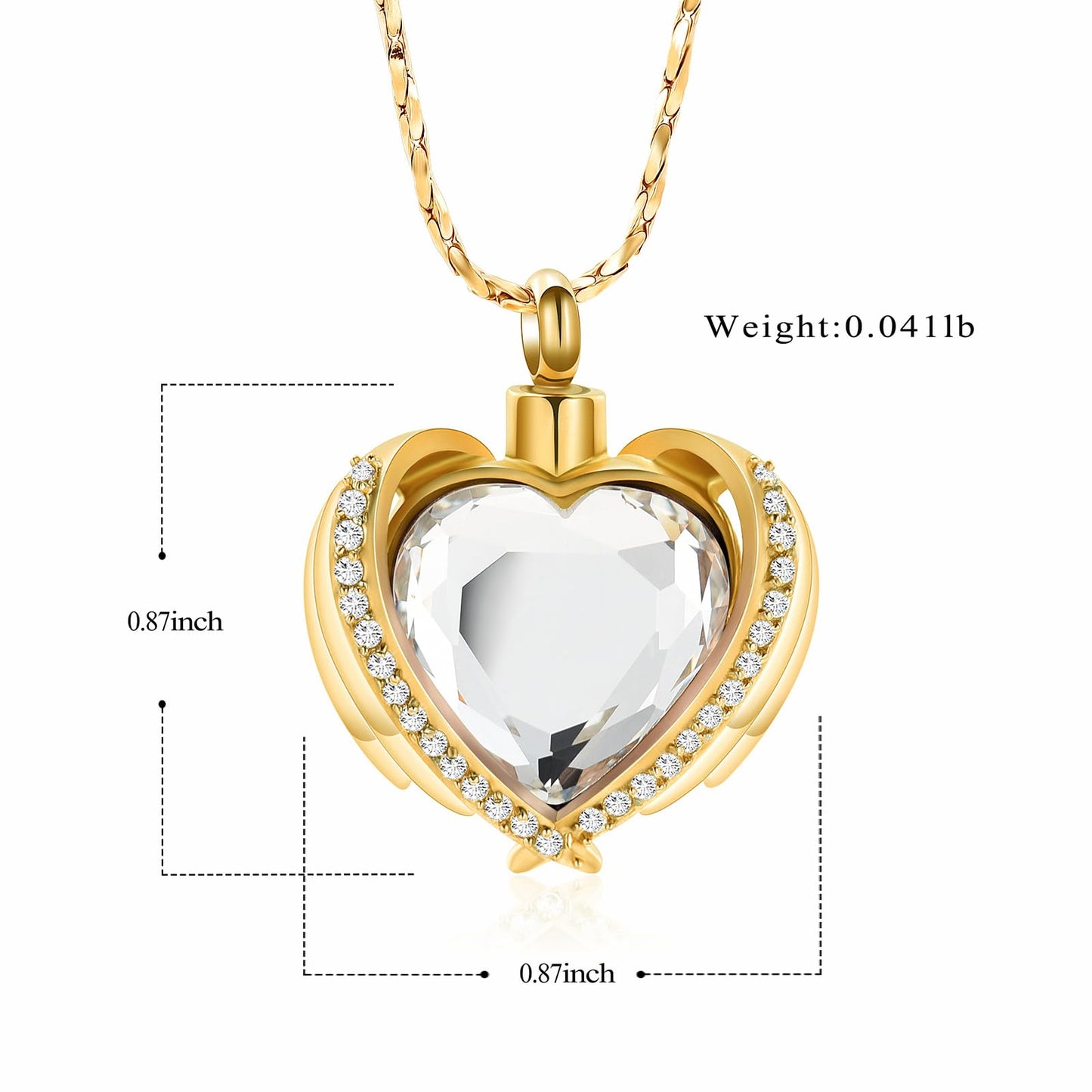 Imrsanl Cremation Jewelry for Ashes Pendant - Crystal Heart Urn Necklace with Mini Keepsake Urn Memorial Ash Jewelry