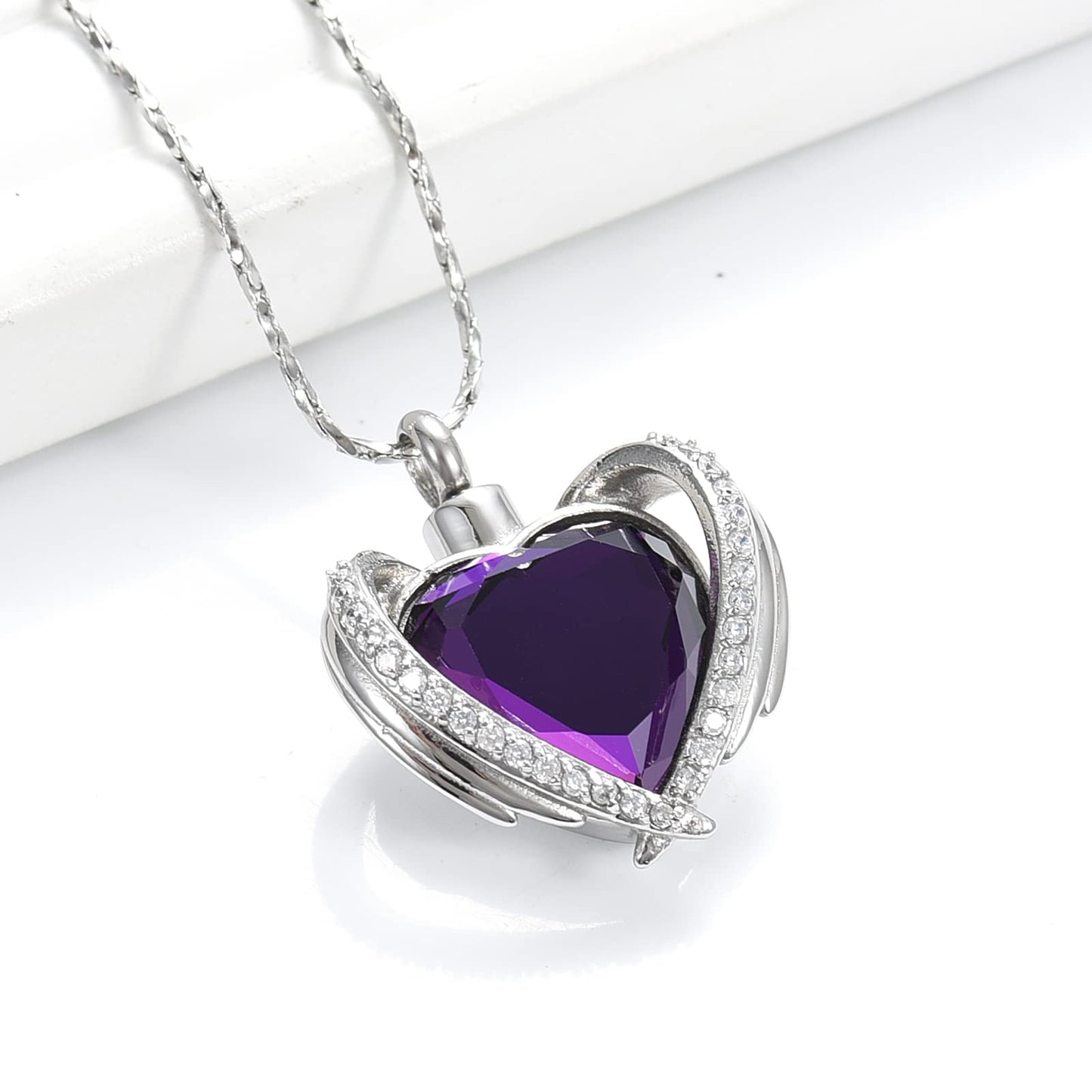 Imrsanl Cremation Jewelry for Ashes Pendant - Crystal Heart Urn Necklace with Mini Keepsake Urn Memorial Ash Jewelry
