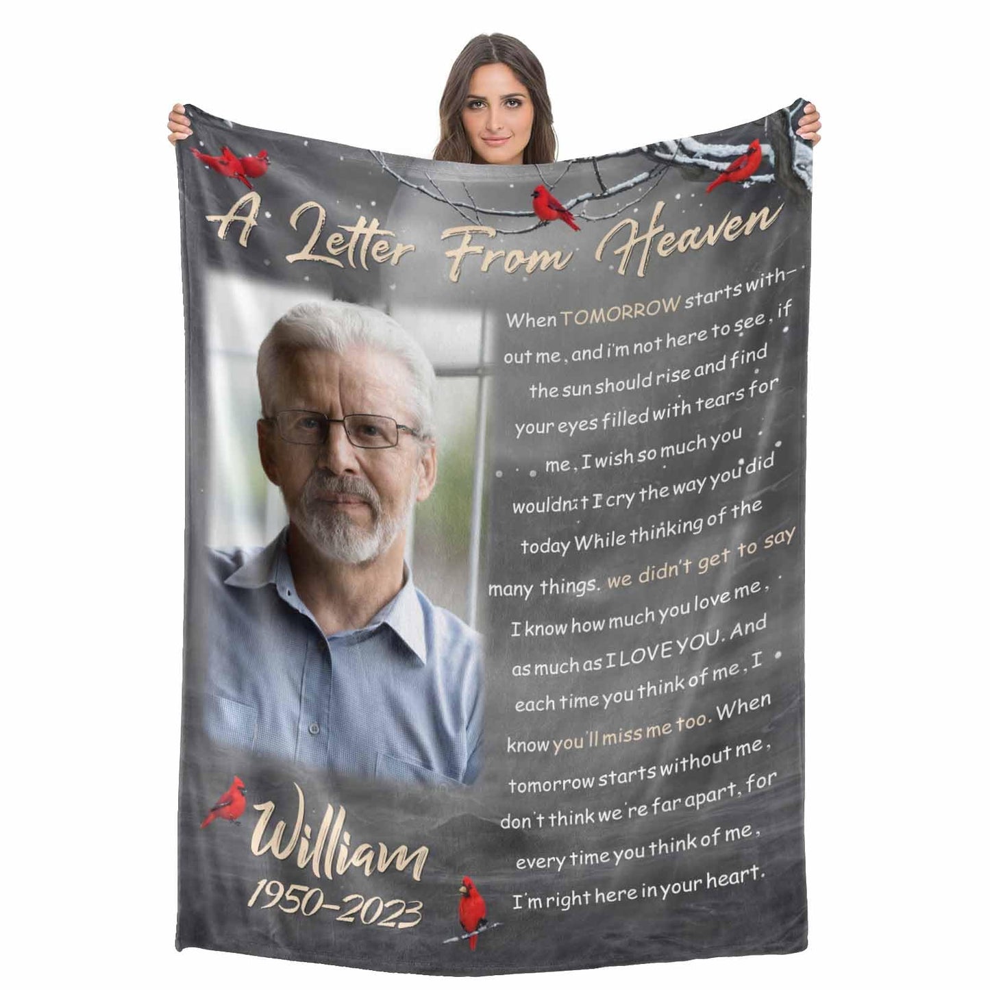 Custom Memorial Blanket with Photos for Loss of Loved One, Loving Memory Personalized Sympathy Blanket for Loss of Dad Mom Husband Wife Friend in Memory of Loved One Gifts, Made in USA
