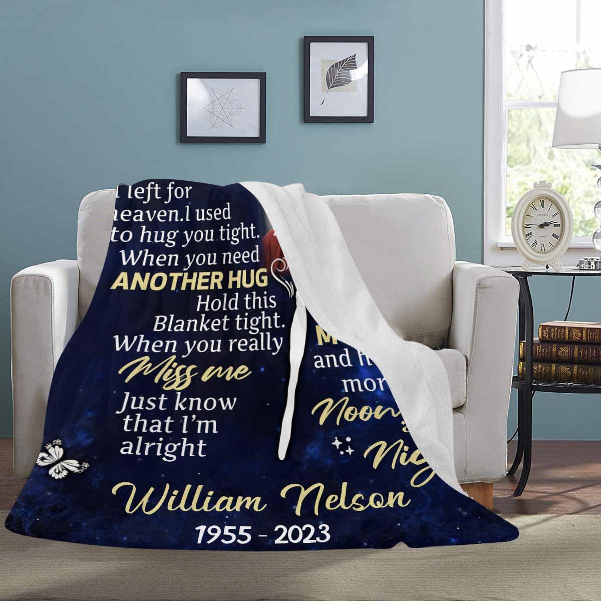 Custom Memorial Blanket with Photos for Loss of Loved One, Loving Memory Personalized Sympathy Blanket for Loss of Dad Mom Husband Wife Friend in Memory of Loved One Gifts, Made in USA