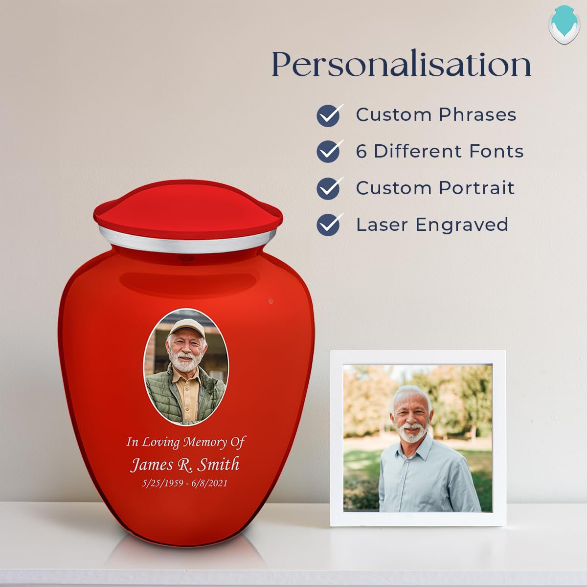 Geturns Embrace Adult Personalized Picture Cremation Urns for Human Ashes I Large Photo Black Funeral Urn for Men and Women I 200 lbs