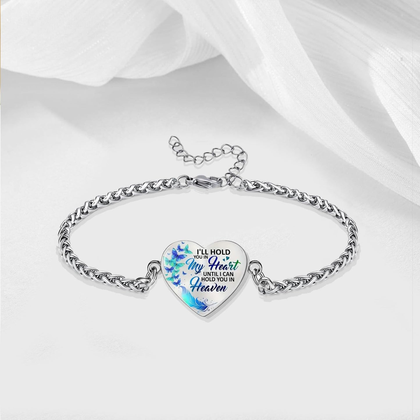 Cremation Jewelry Heart Urn Bracelet for Ashes for Women Memorial Pendant Human Ashes Keepsake Link Bracelet