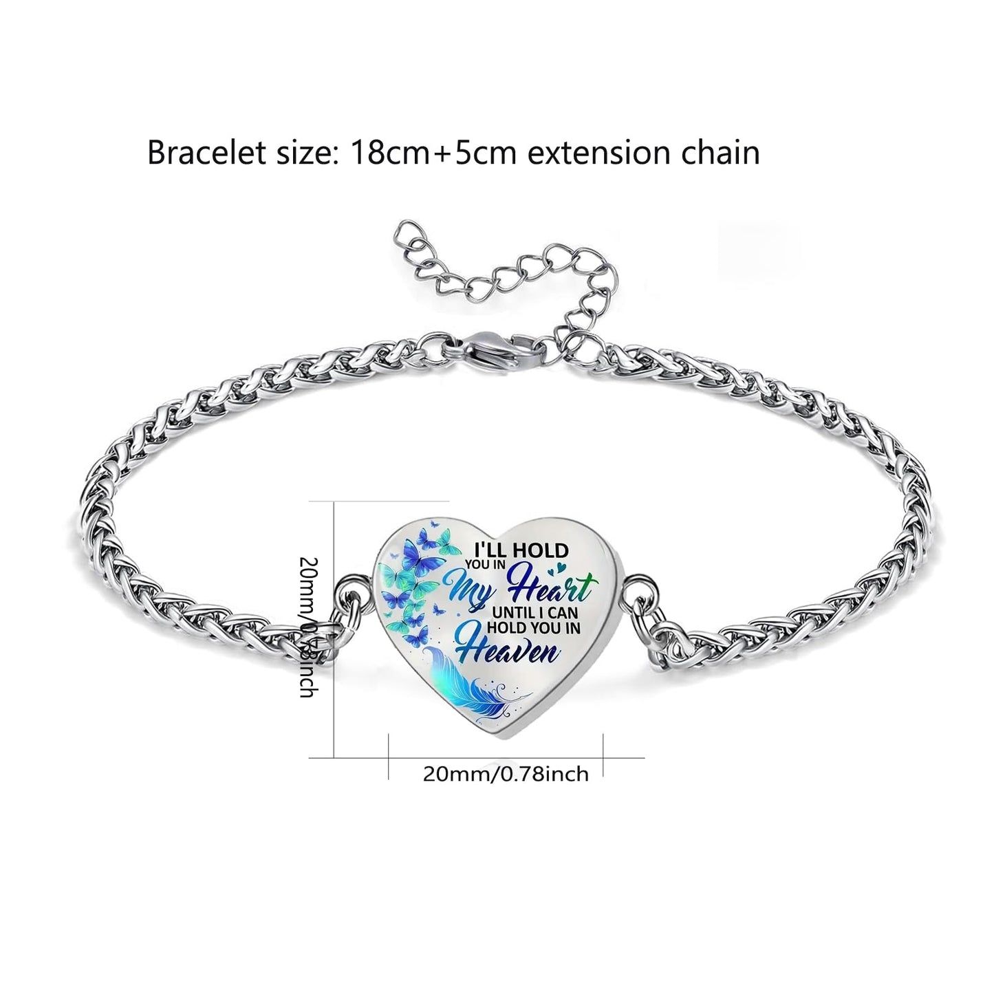 Cremation Jewelry Heart Urn Bracelet for Ashes for Women Memorial Pendant Human Ashes Keepsake Link Bracelet