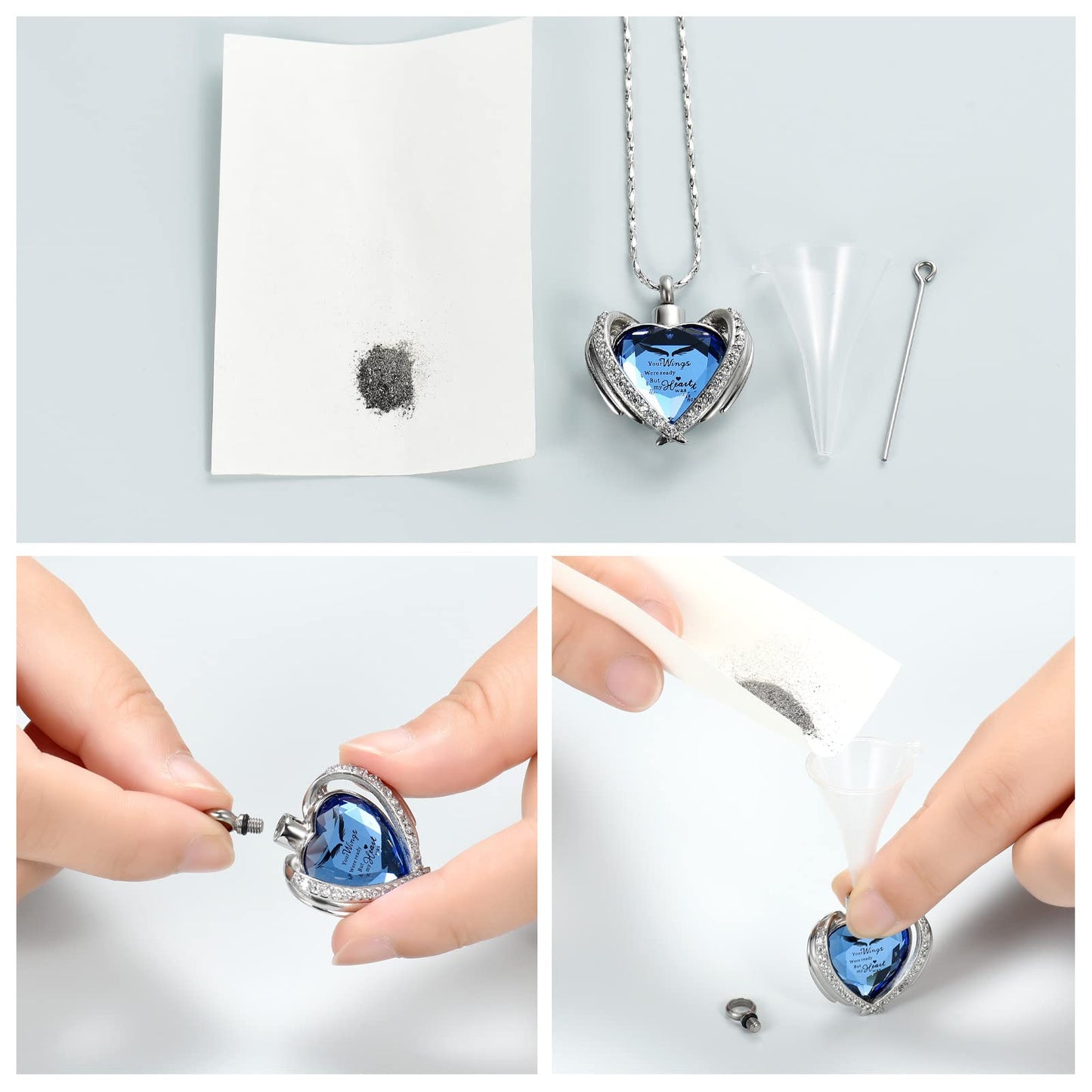 Imrsanl Cremation Jewelry for Ashes Pendant - Crystal Heart Urn Necklace with Mini Keepsake Urn Memorial Ash Jewelry