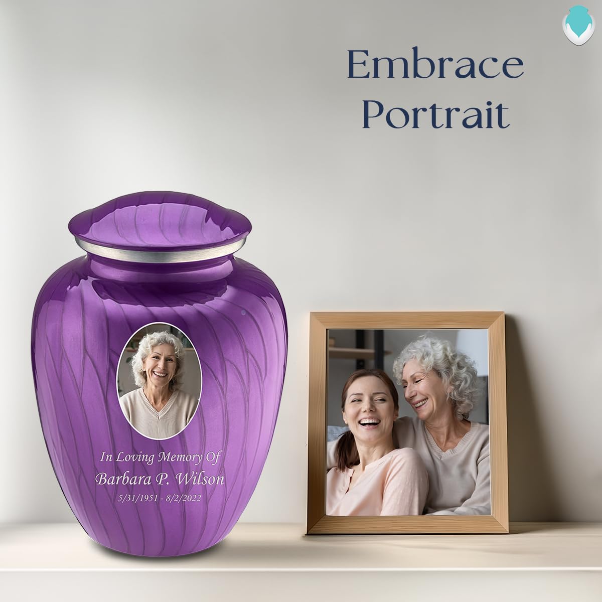 Geturns Embrace Adult Personalized Picture Cremation Urns for Human Ashes I Large Photo Black Funeral Urn for Men and Women I 200 lbs
