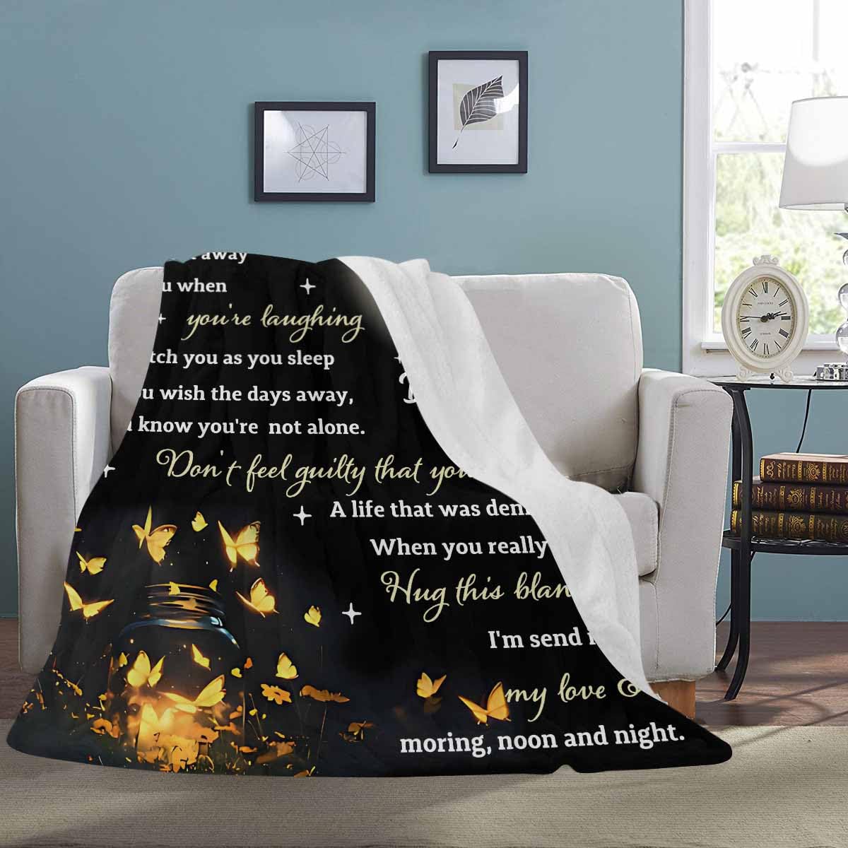Custom Memorial Blanket with Photos for Loss of Loved One, Loving Memory Personalized Sympathy Blanket for Loss of Dad Mom Husband Wife Friend in Memory of Loved One Gifts, Made in USA