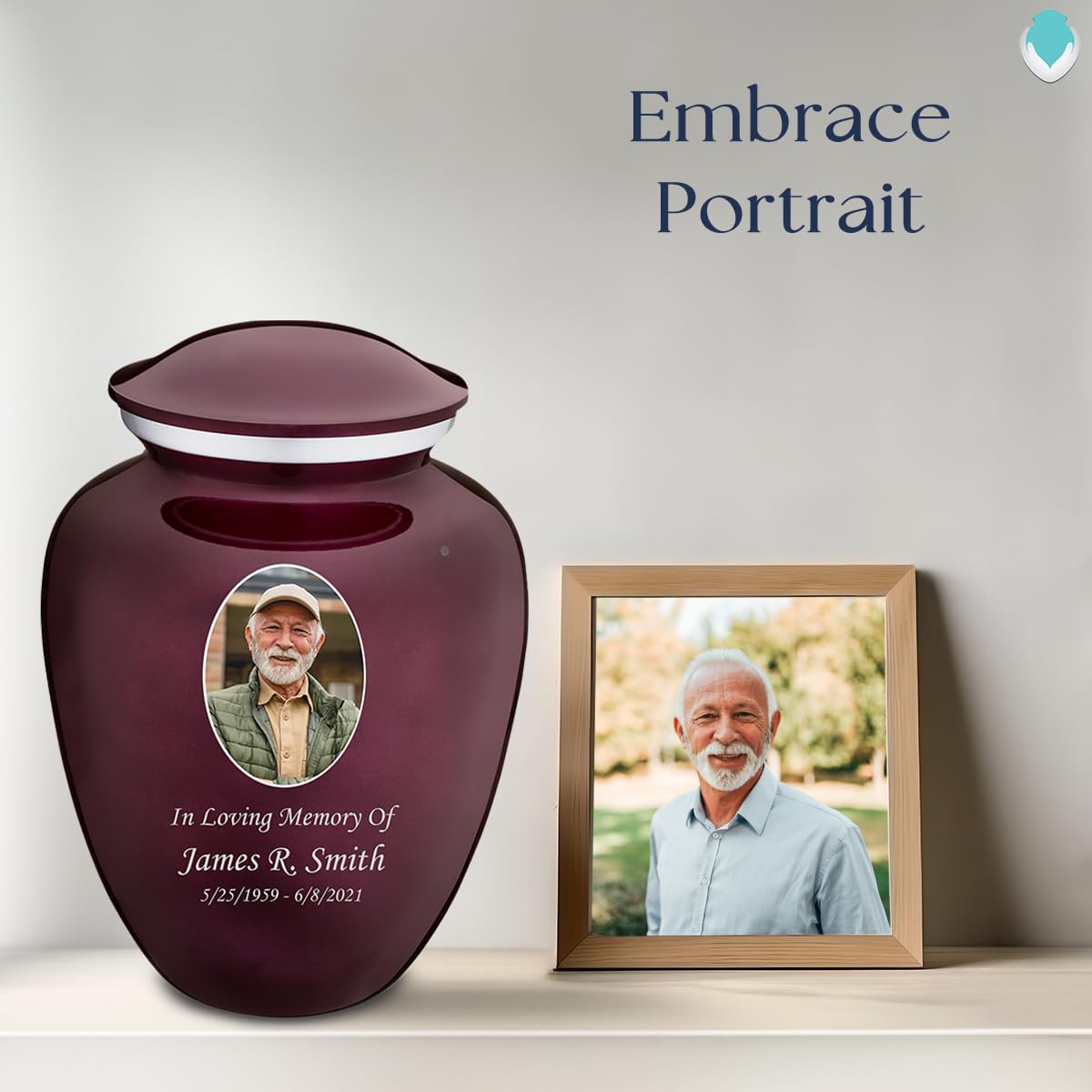 Geturns Embrace Adult Personalized Picture Cremation Urns for Human Ashes I Large Photo Black Funeral Urn for Men and Women I 200 lbs