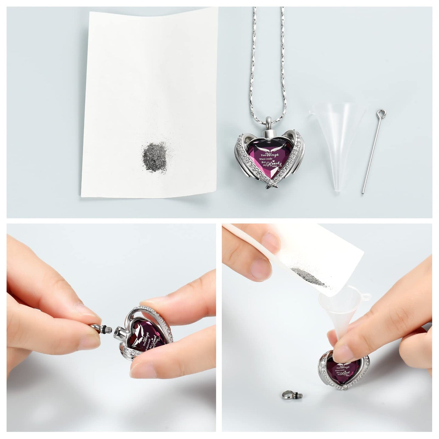 Imrsanl Cremation Jewelry for Ashes Pendant - Crystal Heart Urn Necklace with Mini Keepsake Urn Memorial Ash Jewelry