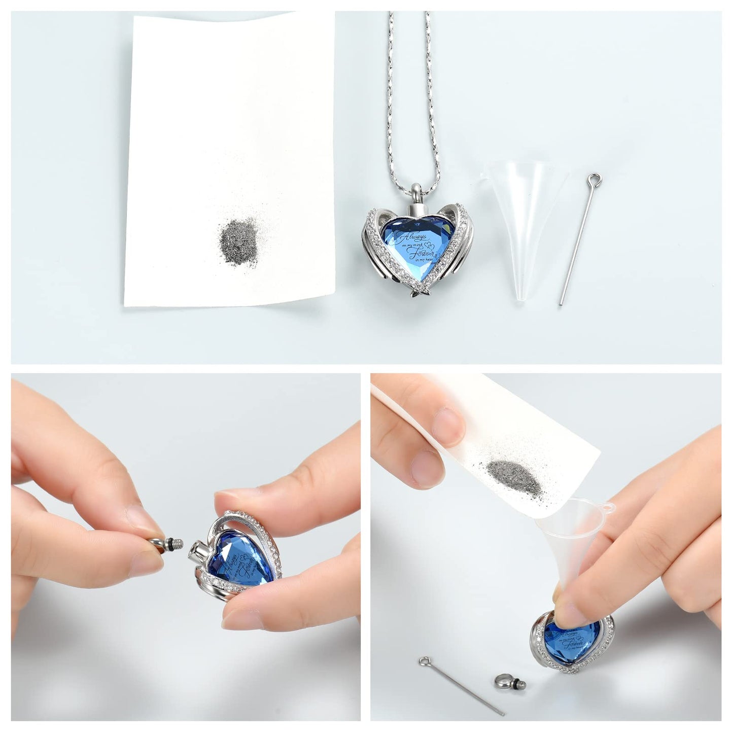 Imrsanl Cremation Jewelry for Ashes Pendant - Crystal Heart Urn Necklace with Mini Keepsake Urn Memorial Ash Jewelry